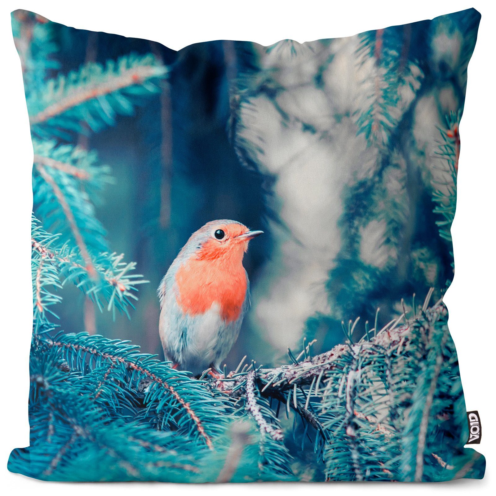 Kissenbezug, VOID (1 Stück), Sofa-Kissen Vogel Tiere Herbst Winter Wald Federn Weihnachten Natur Urlaub Wandern Hobby Singvogel Haustier