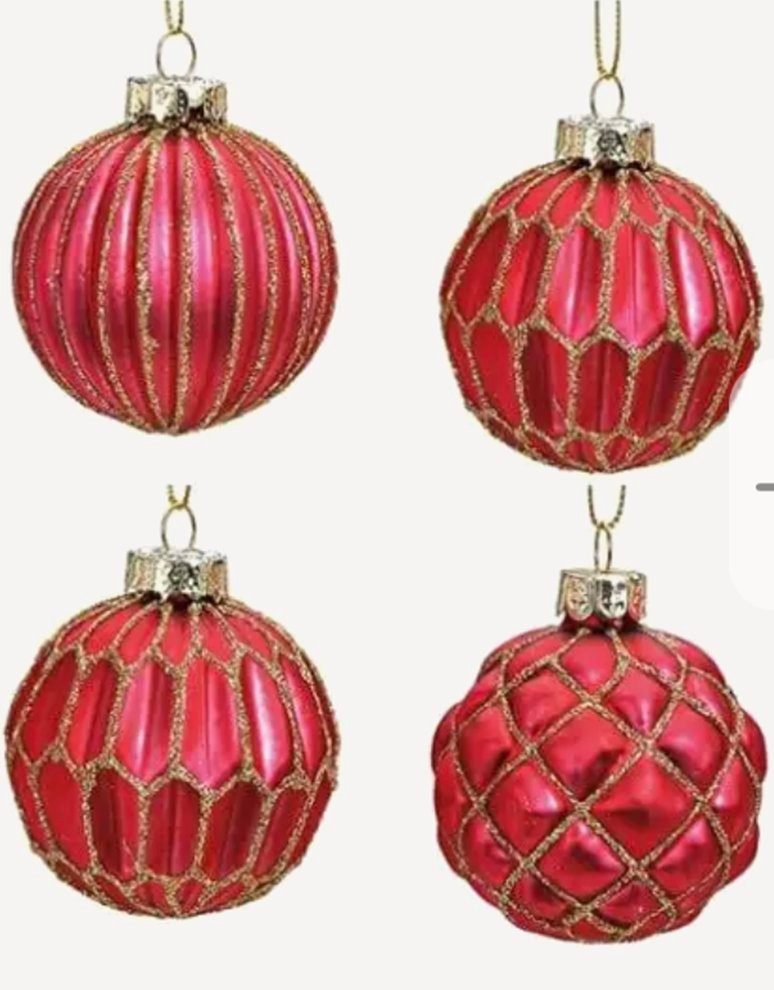 Taschen4life Christbaumschmuck Weihnachtskugeln aus Glas antik Shabby-Chic, 6x6x6cm dunkel gold, Stil pink / im Landhaus (12-tlg)