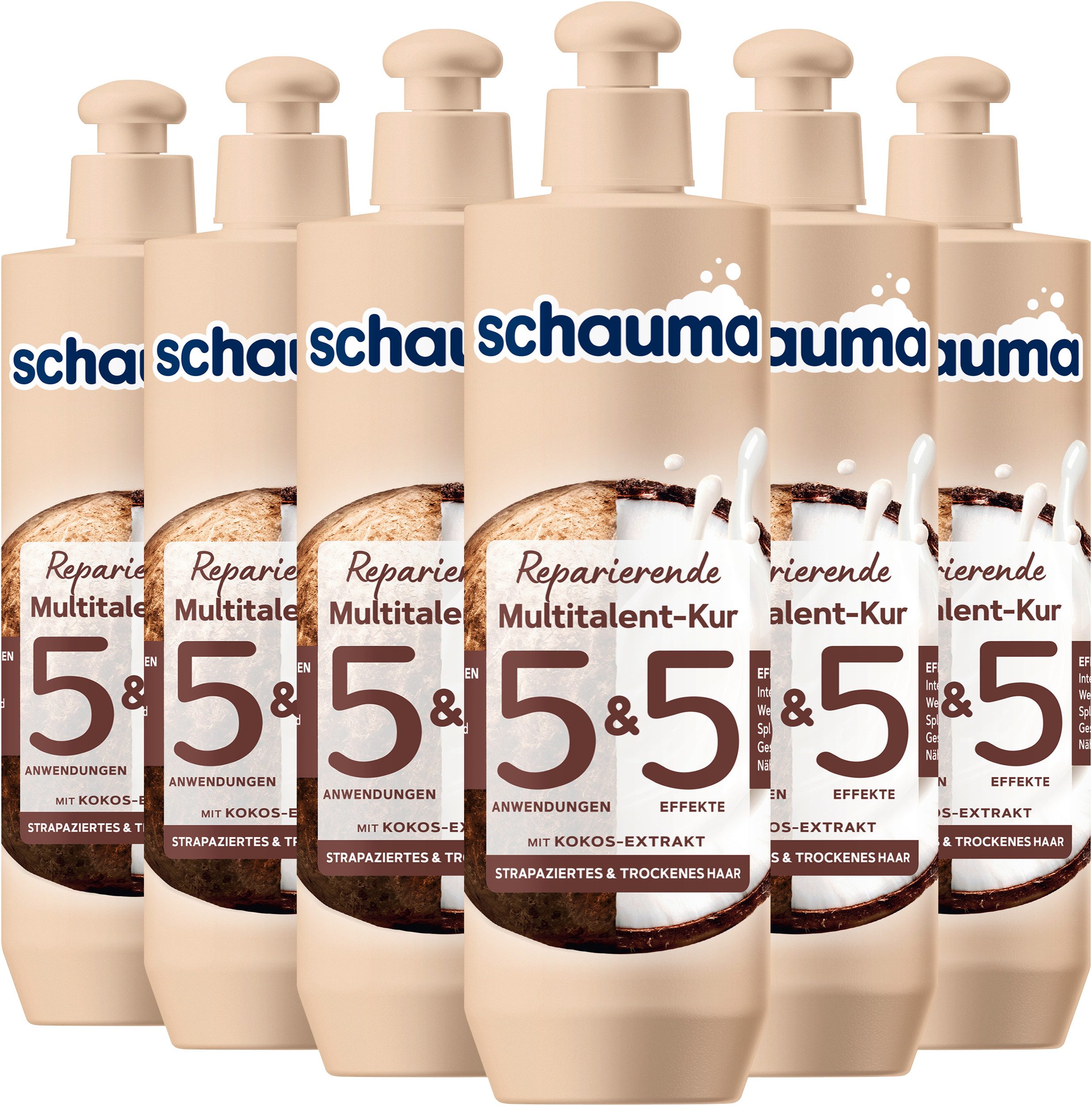 Schauma Haarkur 5&5 Multitalent-Kur Reparierend 300ml, 6x 300ml, 5&5 Kur, 6-tlg., intensive Reparatur, weniger Haarbruch, Splissversiegelung, Vegan