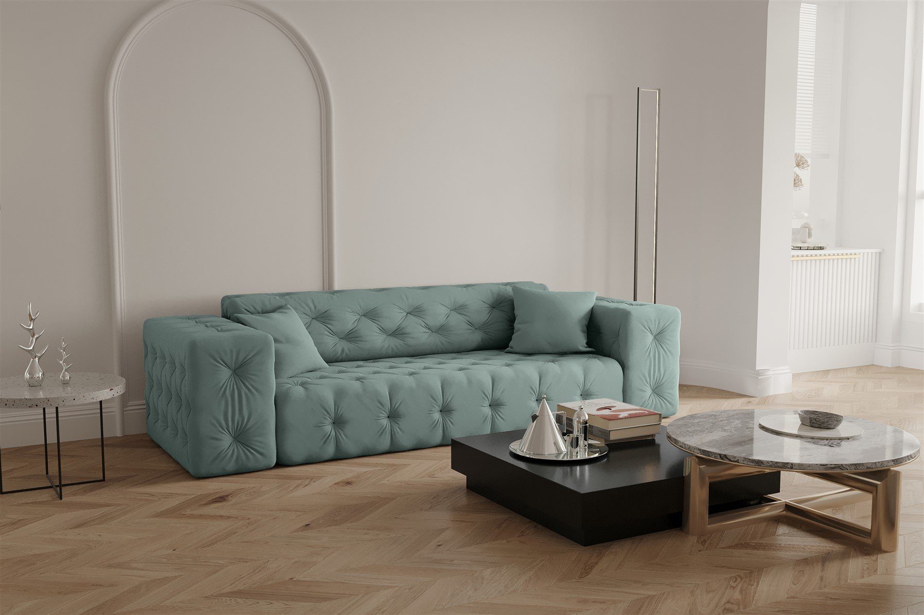 Saphir Sofa Velvet Stoff in Möbel 3-Sitzer Sofa CHANTAL Opera Designersofa Fun