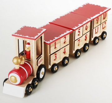 BRUBAKER befüllbarer Adventskalender Weihnachtskalender zum Befüllen - Lokomotive Rot - 47,5 cm groß, Weihnachten Kalender Wiederverwendbar - 24 Türchen