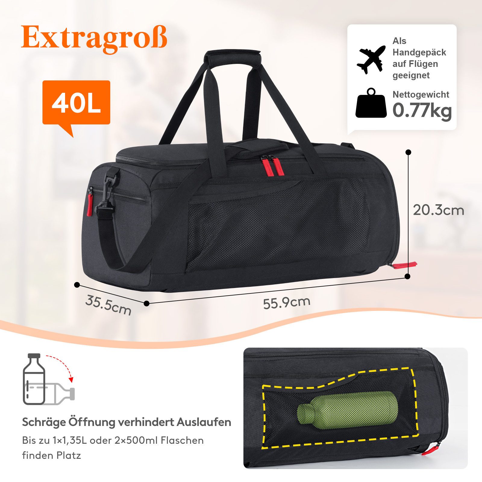 Lifewit Sportrucksack Sporttasche Herren, Reisetasche Rucksack mit Schuhfach und Nassfach – Bild 2 von 5