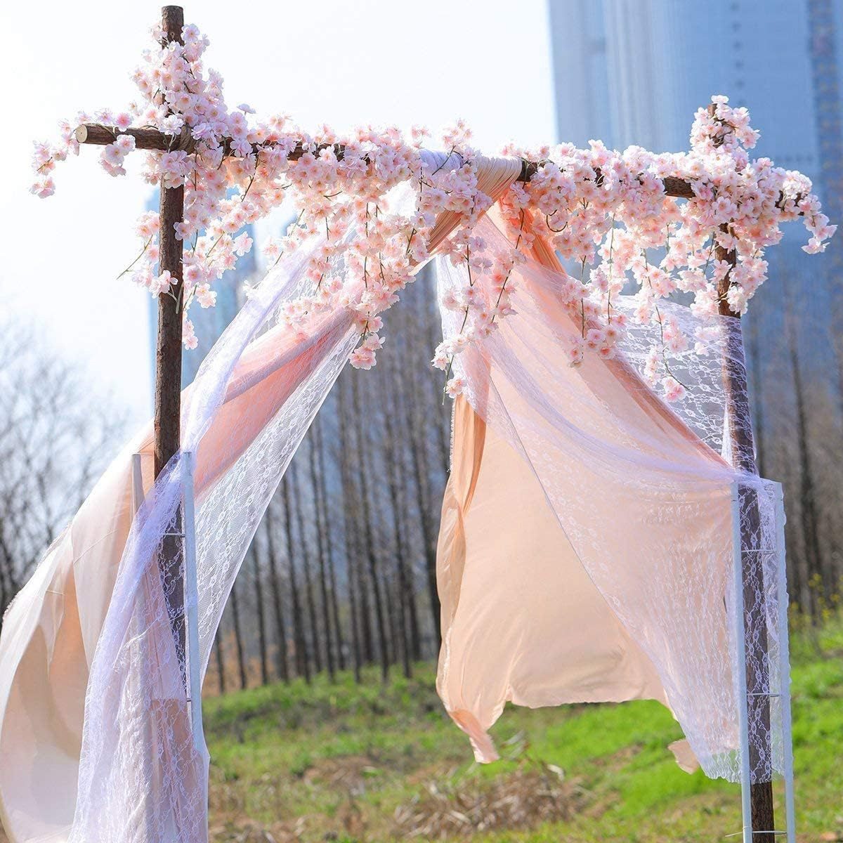 Kunstranke Künstliche Blumne Kirschblüten Girlande 180cm Blumengirlande Blumen Hangend Vine Seidenblumen Girlande Deko, Diwzbyn, für Garten Hochzeit Party Wandd – Bild 2 von 5
