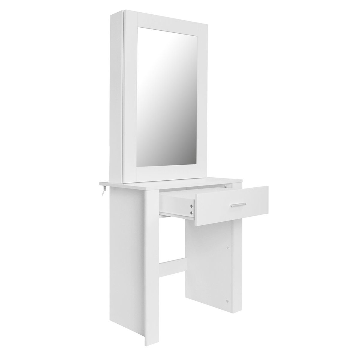 Schminktisch, Kosmetiktisch mit Hocker und Spiegel, Breite 73 cm