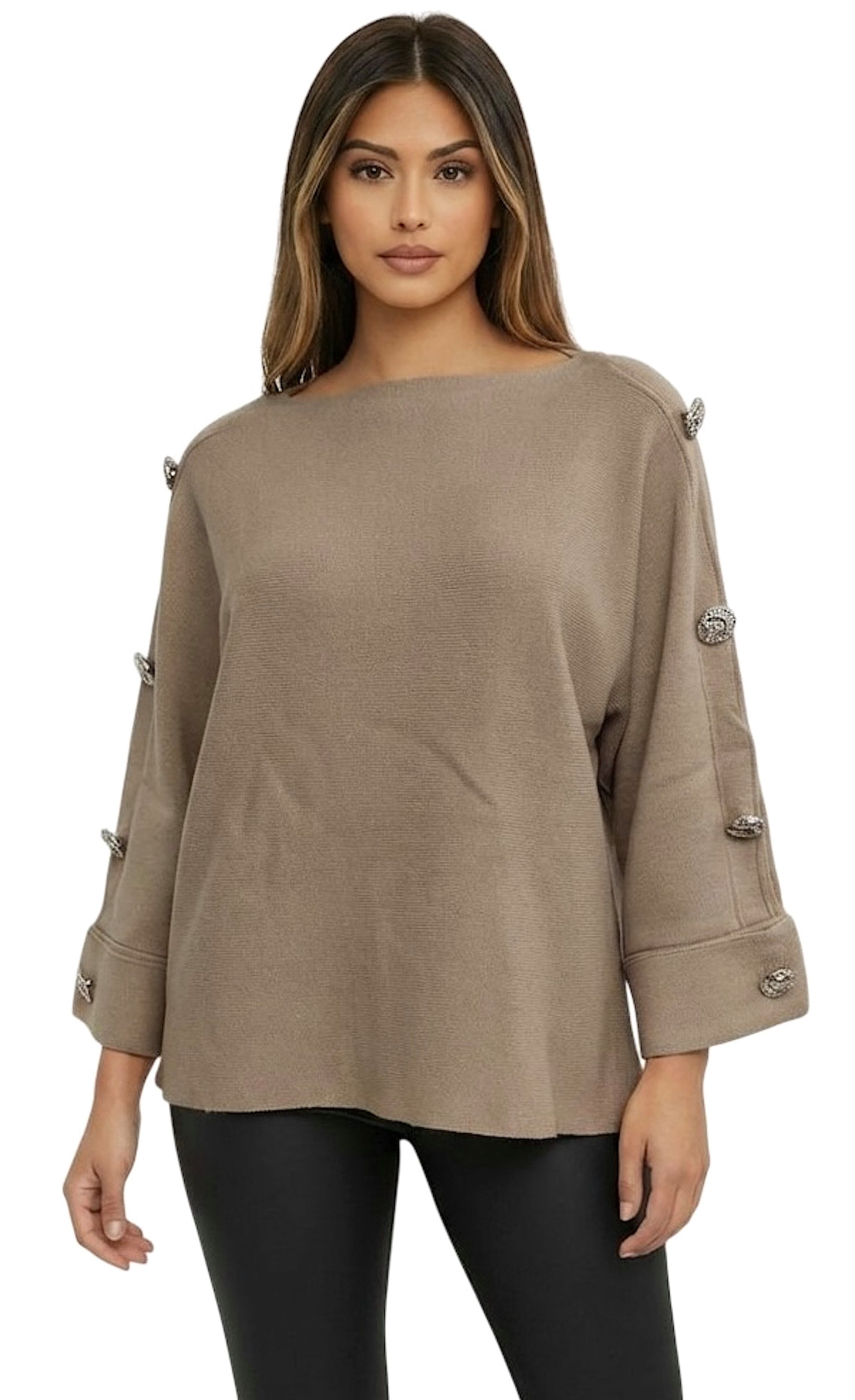 Worldclassca Strickpullover WORLDCLASSCA Damen Strickpulllover Oversize Pullover Knöpfen Langarm Neue Kollektion - Stilvolle und gemütliche Strickmode für Damen