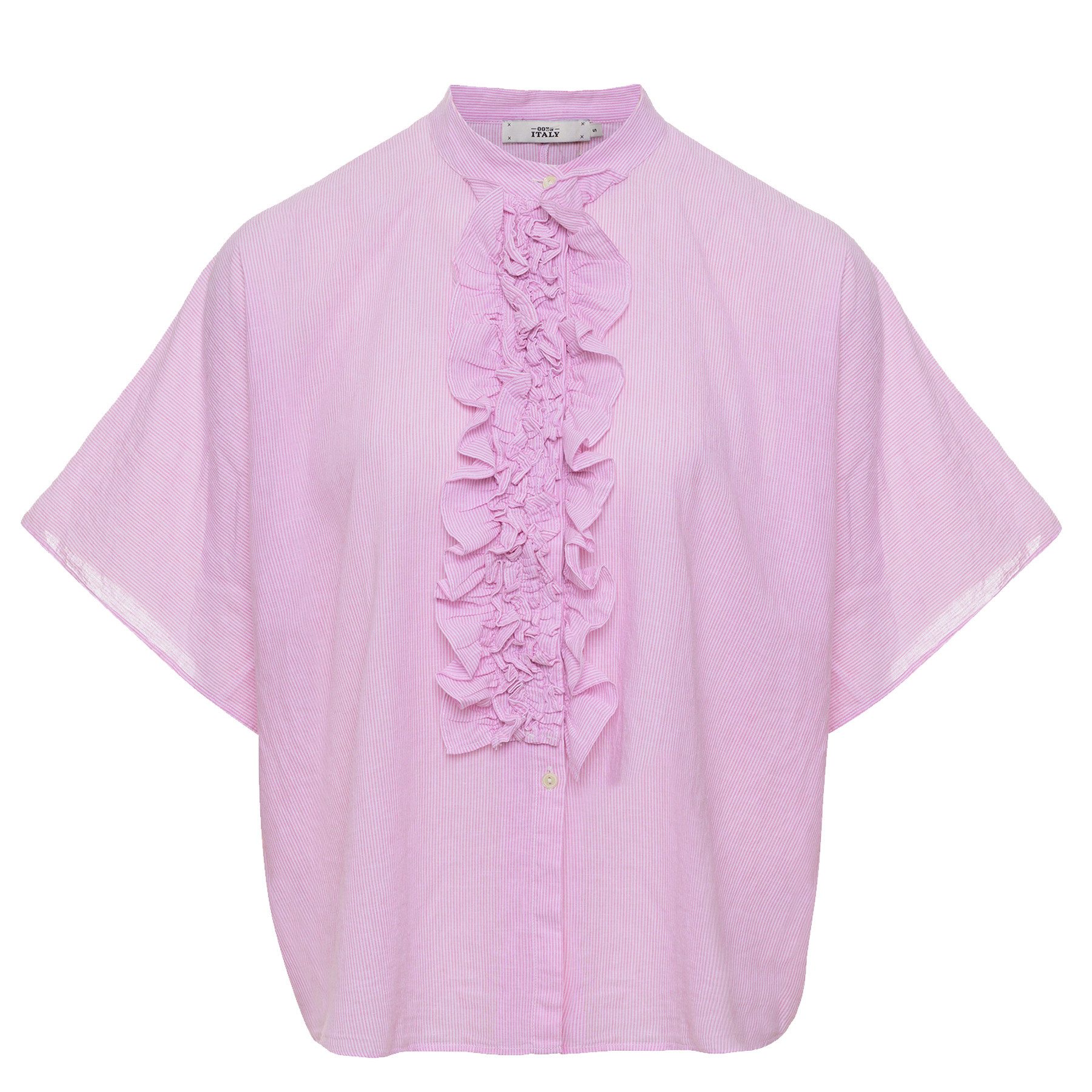 0039 Italy Langarmbluse 0039 ITALY Bluse DAISY mit Leinen - Rosa