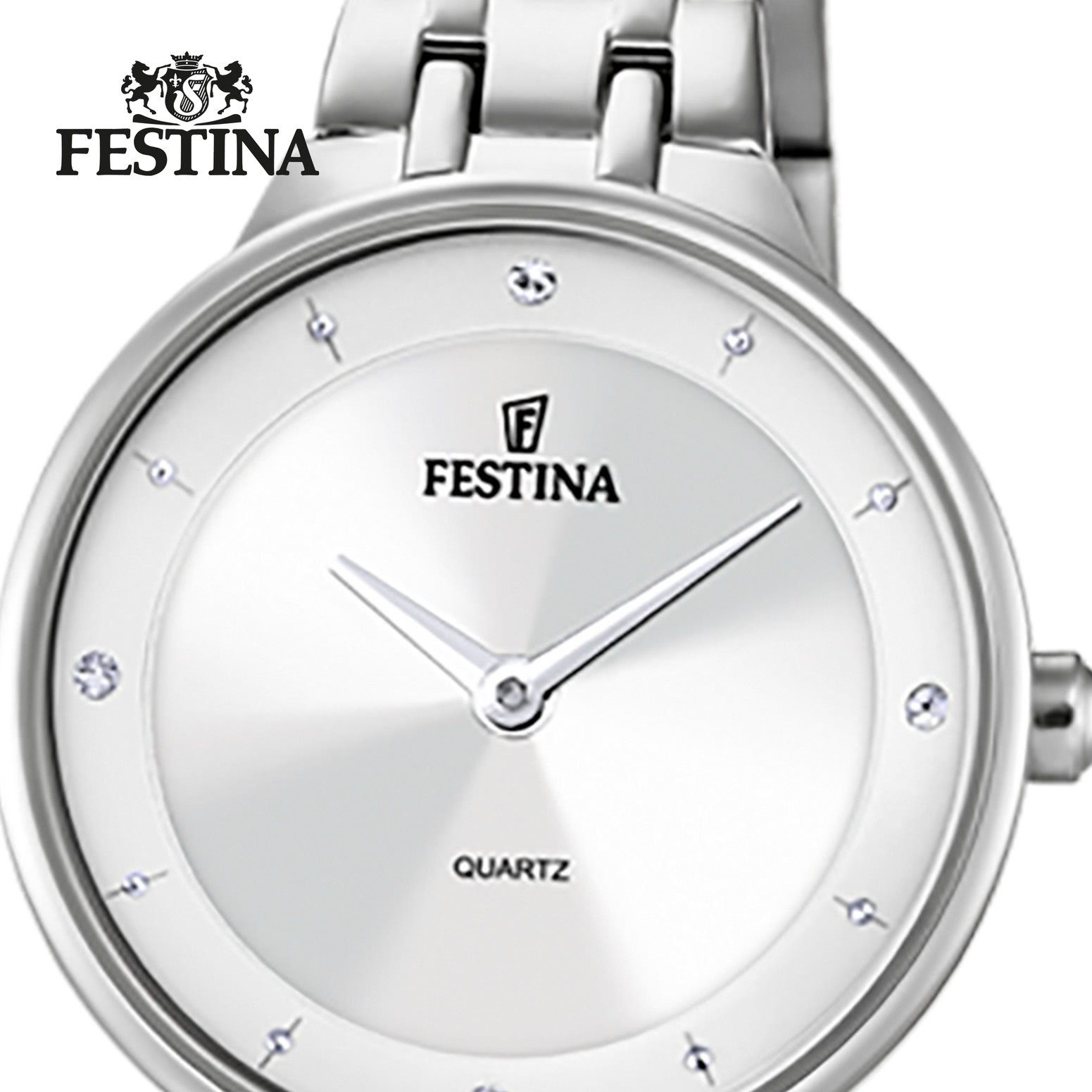 Festina Quarzuhr Festina Damenuhr Mademoiselle, (Analoguhr), Damen Armbanduhr rund, Edelstahlarmband silber, Fashion
