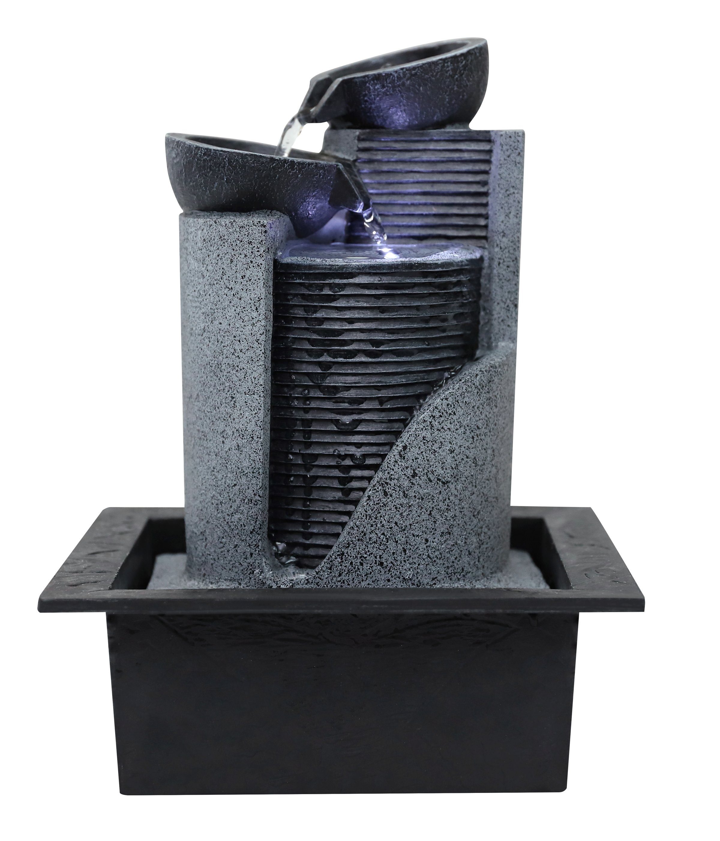 Zimmerbrunnen Kinay mit LED kaltweiß, 21 x 27.5 x 18.3 cm, grau