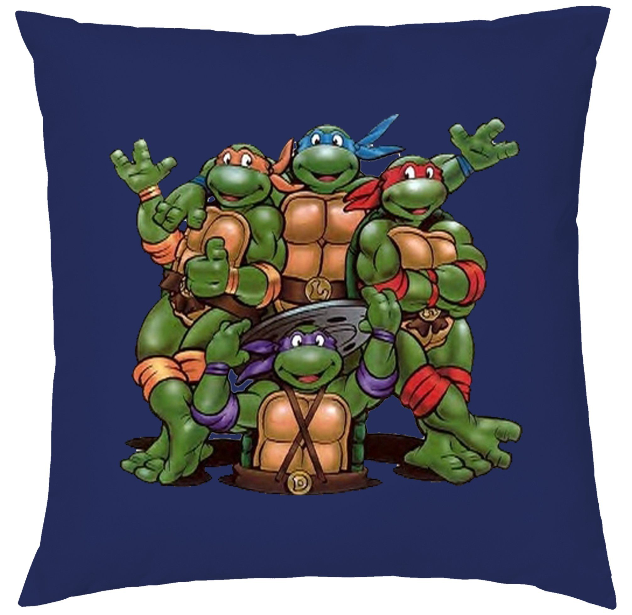 Blondie & Brownie Dekokissen Turtles Pizza Navyblau Team Ninja Schildkröten Kissen mit Füllung