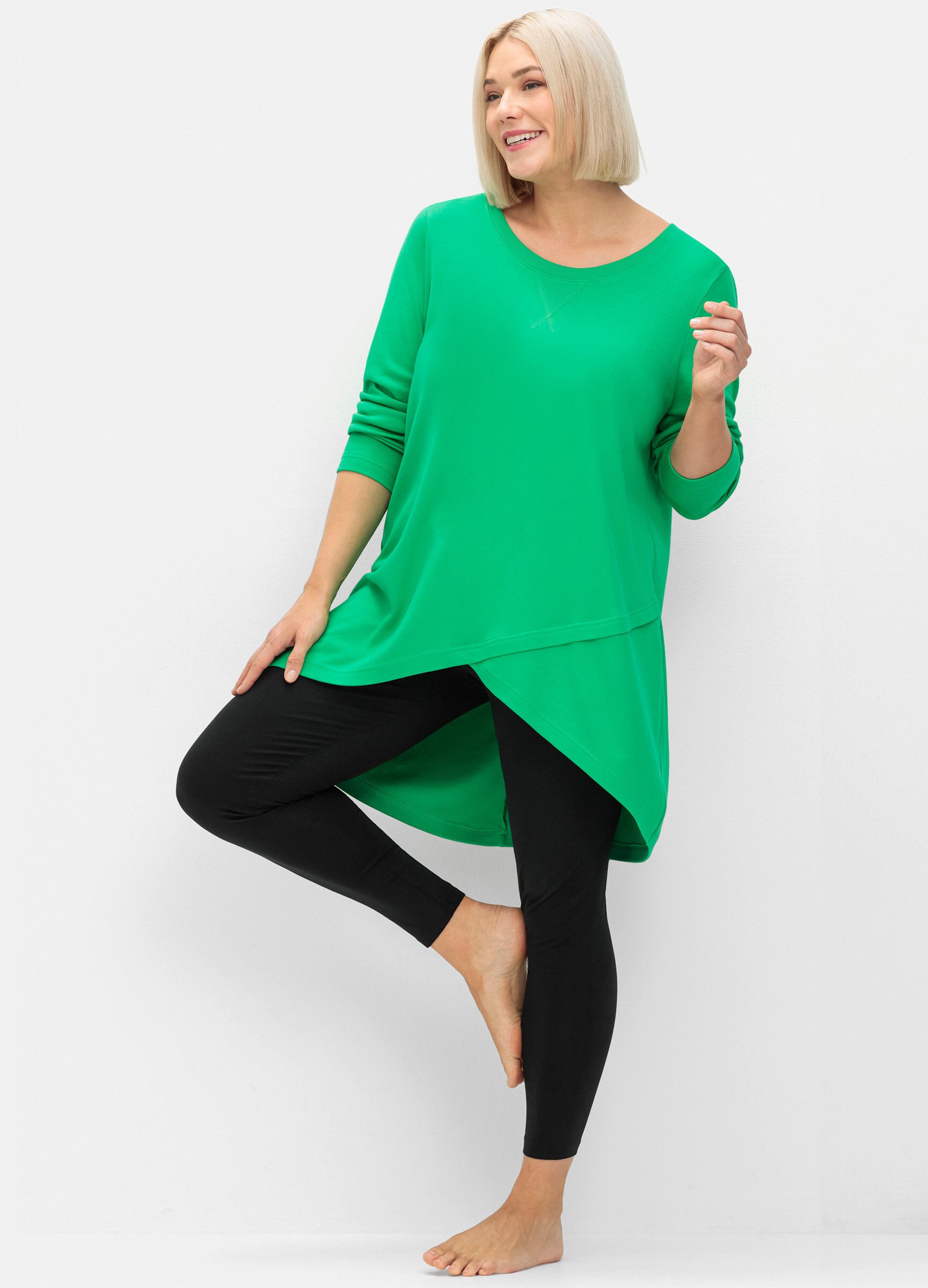 Sheego T-Shirt Langarmshirt . in Wickeloptik, in leichter A-Linie günstig online kaufen