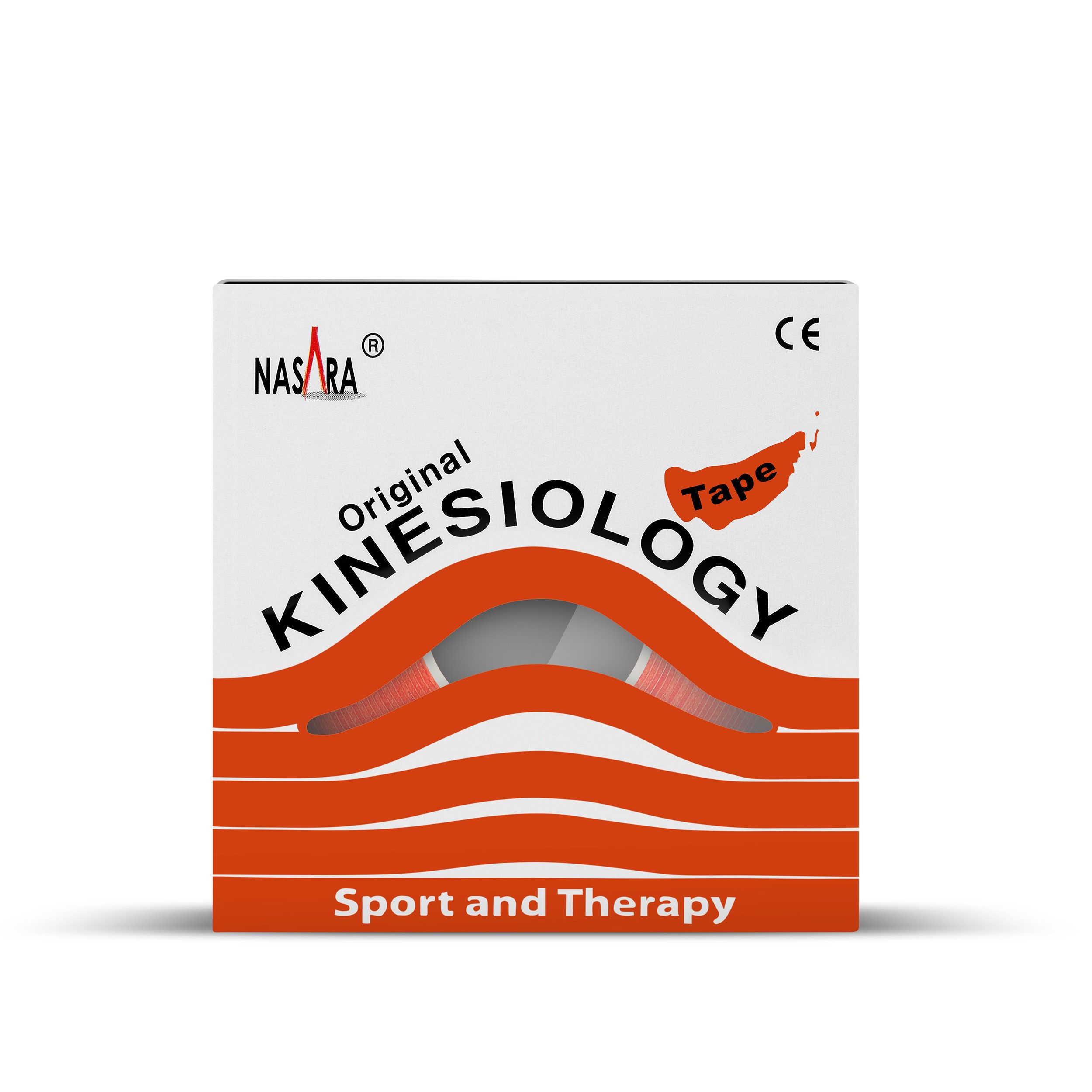 NASARA Kinesiologie-Tape 5m x 5 cm Rolle Sport- und Pysiotape mit langer Haftdauer in Orange 5m x 50 mm