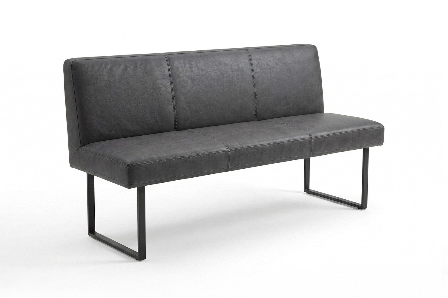 KAWOLA Sitzbank ELEEN Esszimmerbank Leder pigmentiert – modernes Design, 123 cm Breite, hoher Sitzkomfort, Metallgestell schwarz