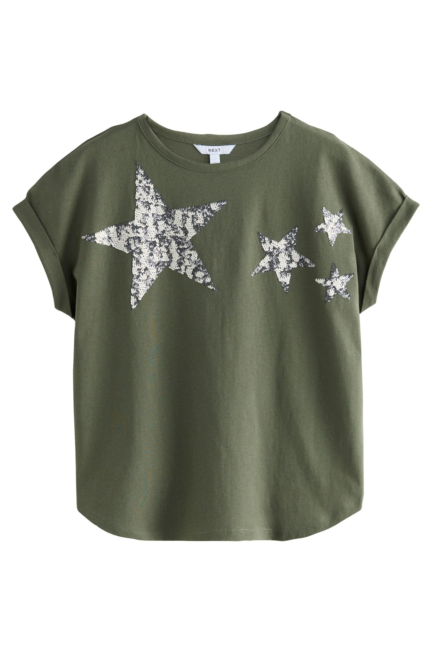 Next Paillettenshirt T-Shirt mit Pailletten-Stern aus 100 % Baumwolle (1-tl günstig online kaufen