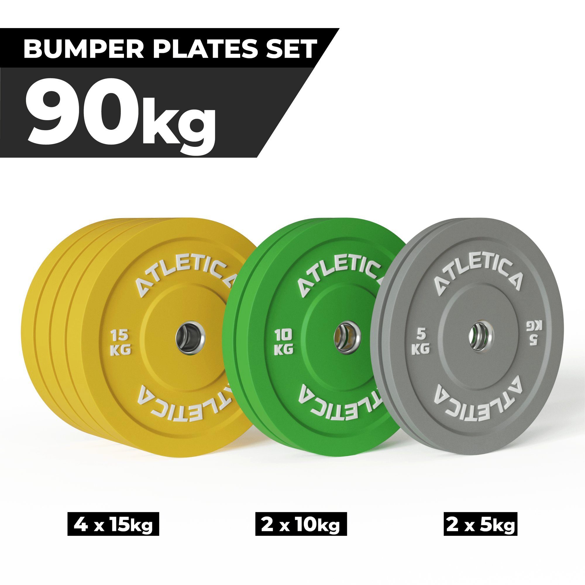 ATLETICA Hantelscheiben Color Plates Set 90kg Bumper