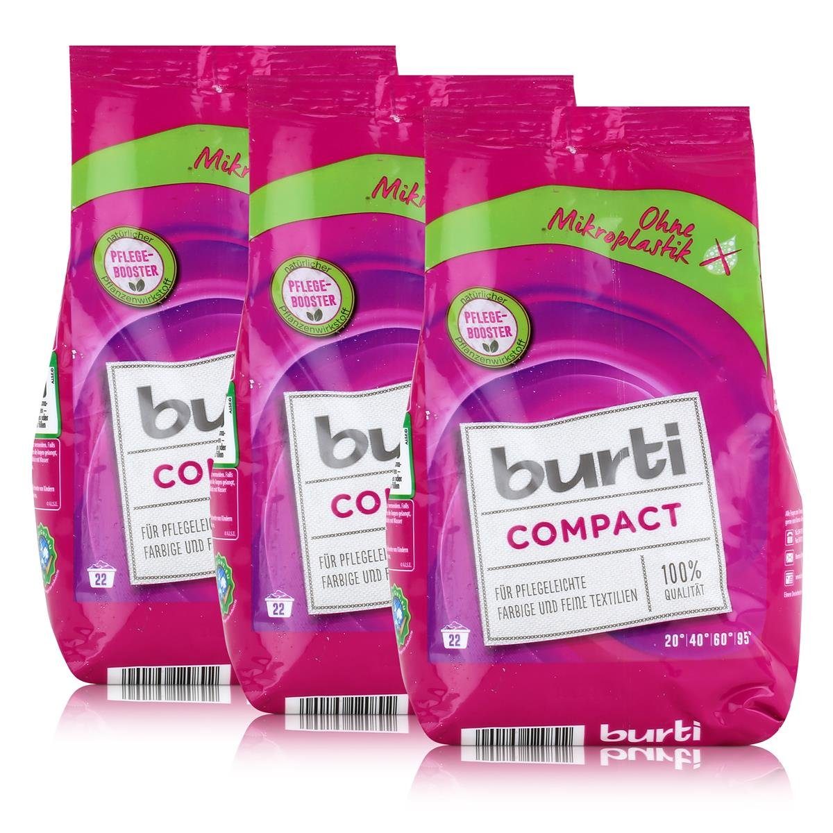 burti burti Compact Feinwaschmittel 1,1kg- Waschpulver (3er Pack) Colorwaschmittel