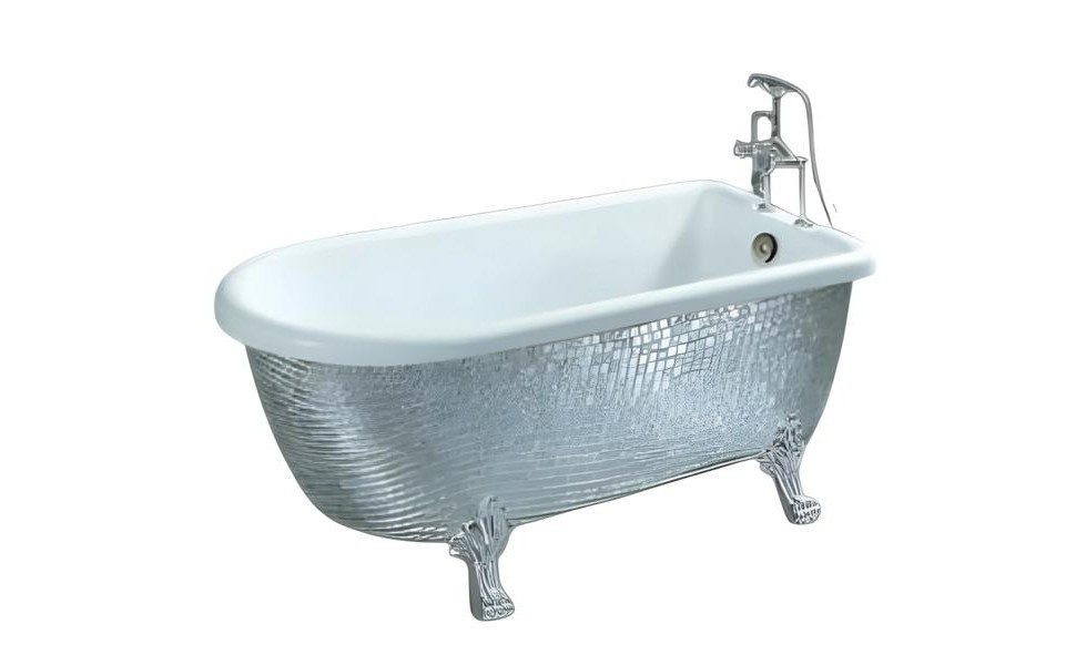 Xlmoebel Badewanne XLMOEBEL Komfortwanne aus Acryl in Silber, freistehend, Made in Europa