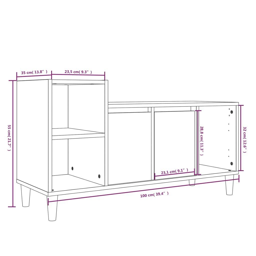 furnicato TV-Schrank Schwarz cm Holzwerkstoff 100x35x55