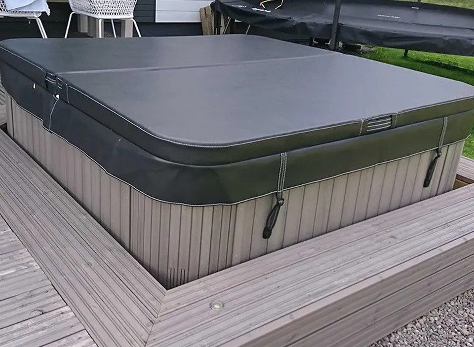 Xlmoebel Pool-Abdeckplane Isolierende Whirlpool-Abdeckung aus strapazierfähigem Polyurethan grau, Made in Europa