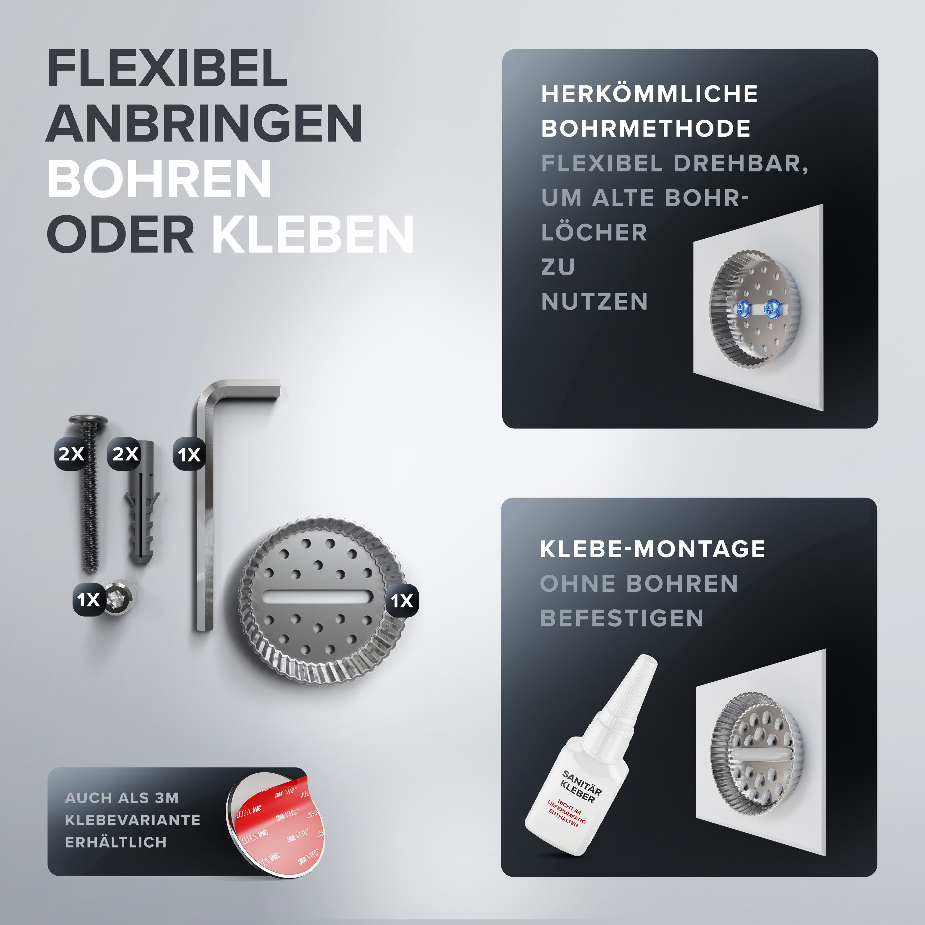 ovimar Handtuchhaken Strib, (1-St), aus Edelstahl in Silber zur Zum Bohren