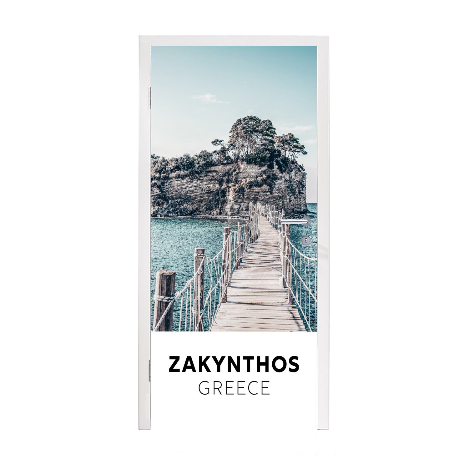 MuchoWow Türtapete Zakynthos - Griechenland - Brücke, Matt, bedruckt, (1 St), Fototapete für Tür, Türaufkleber, 75x205 cm