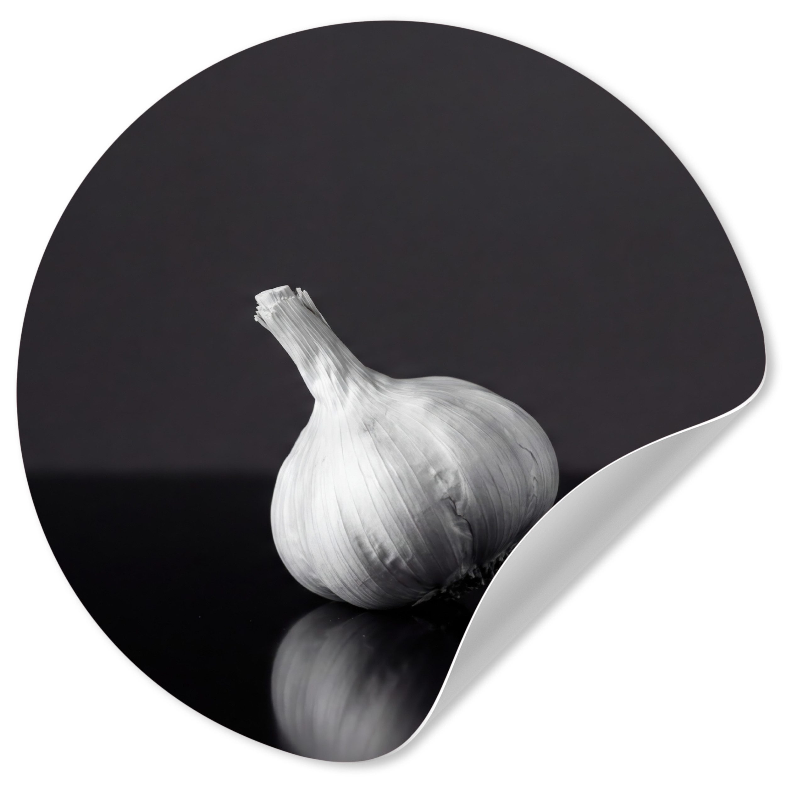 MuchoWow Wandsticker Knoblauch - Schwarz - Weiß (1 St), Wandtattoo Selbstklebend, Wohnzimmer Deko Aufkleber, 30x30 cm