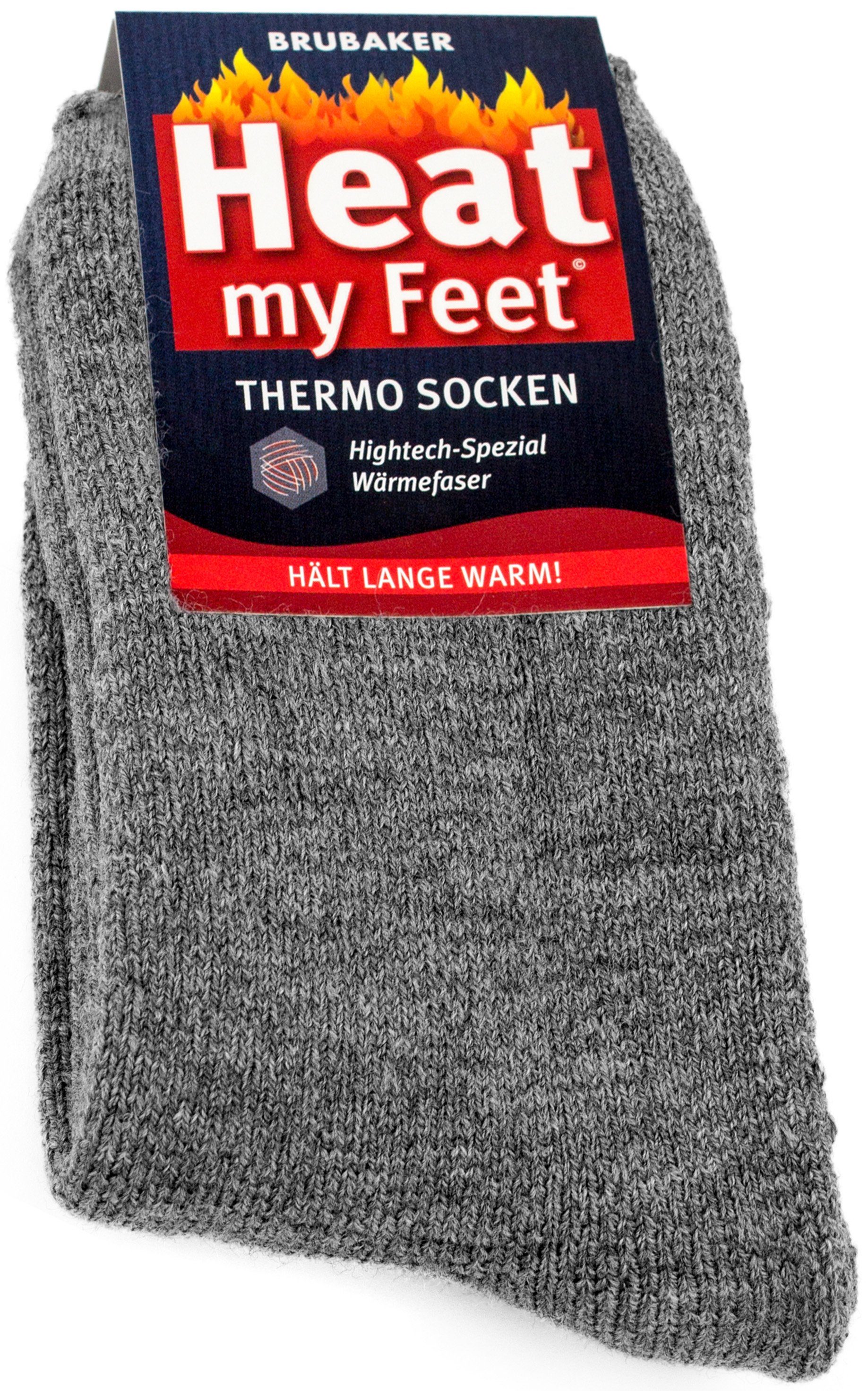 BRUBAKER Thermosocken my warme (Set, Herren und Kuschelsocken Wintersocken Grau Damen Feet) Heat 2-Paar, extra für
