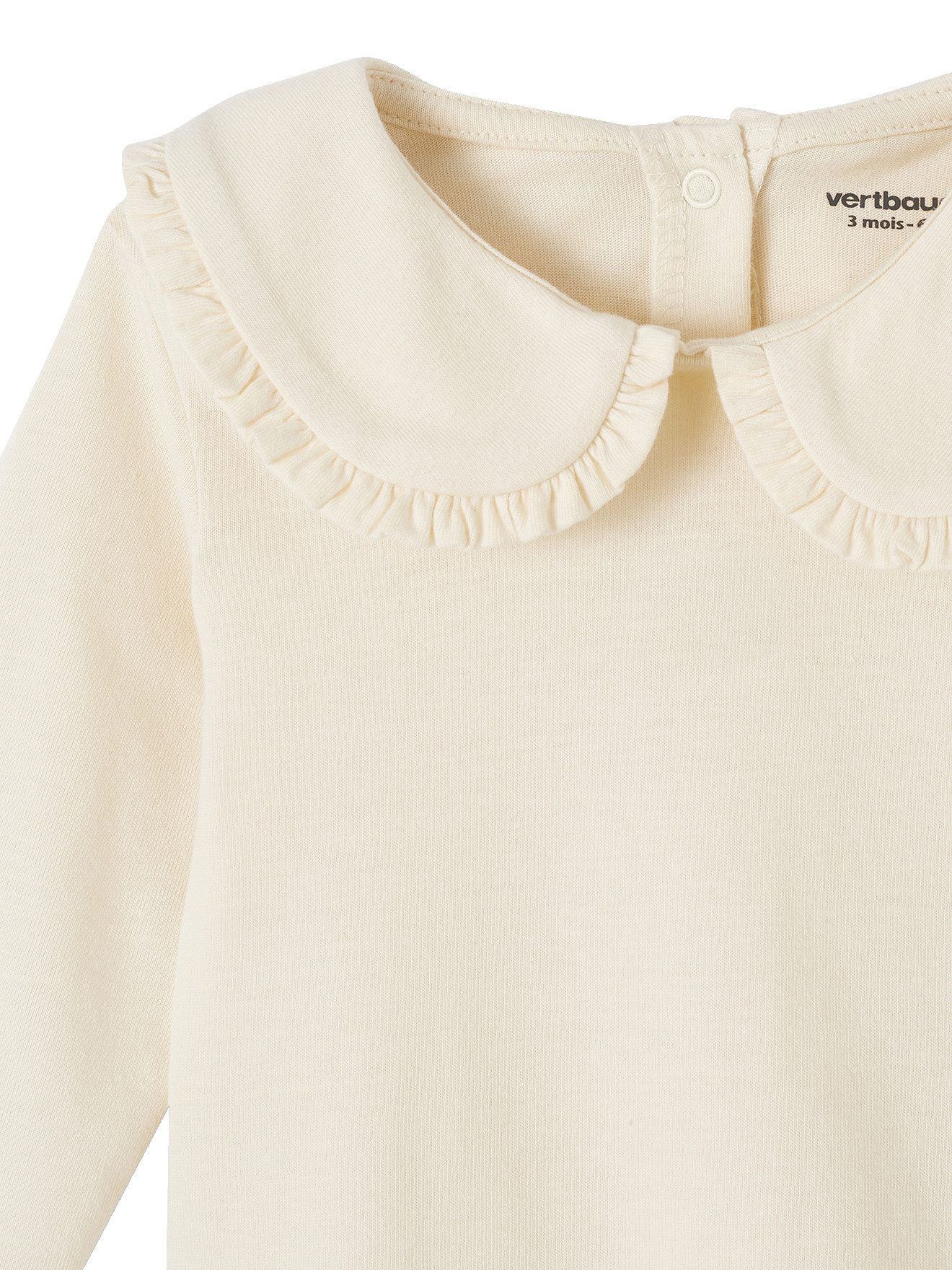 vertbaudet Langarmshirt Mädchen Baby Shirt, Bubikragen mit Rüschen – Bild 3 von 5
