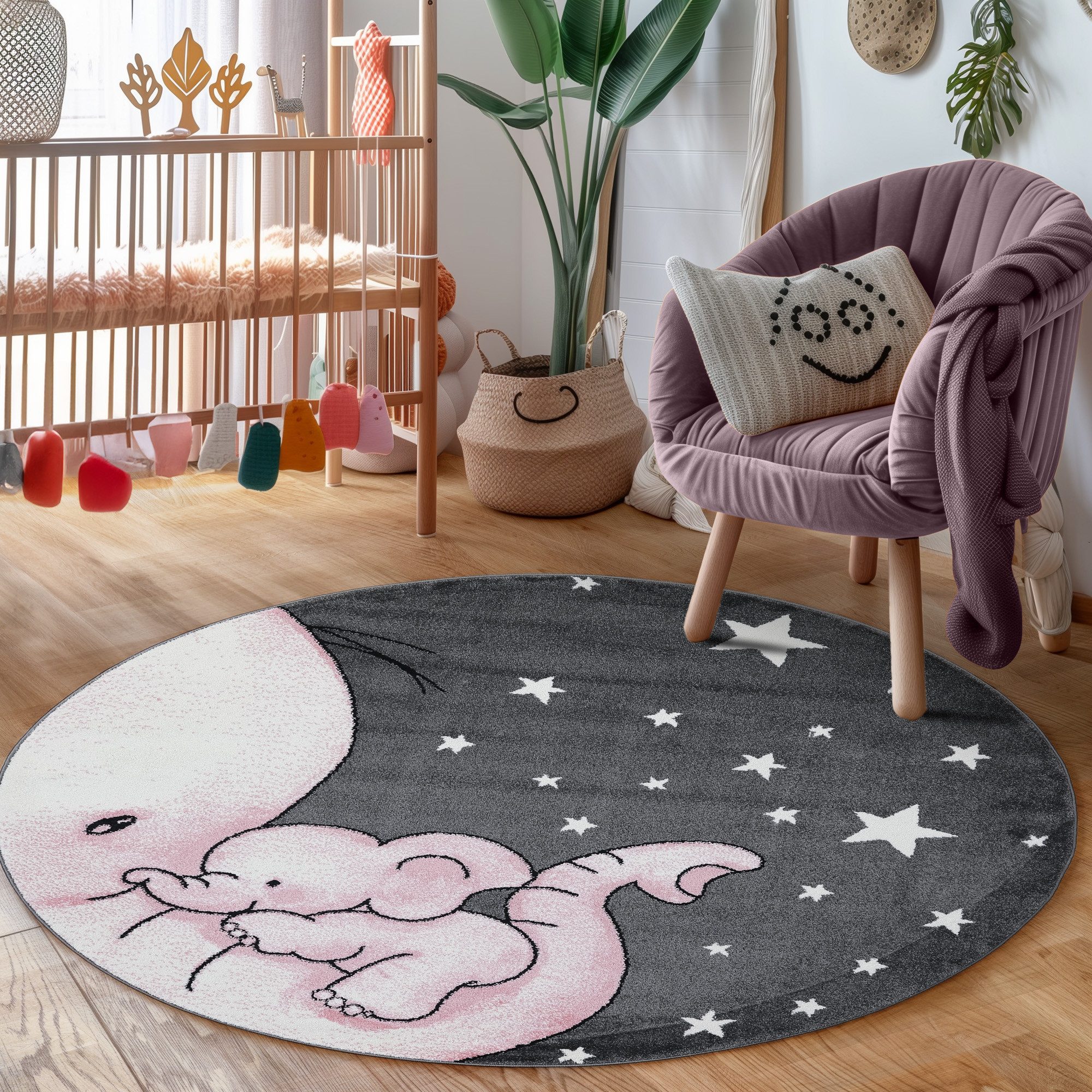 Carpettex Kinderteppich Elefant-Design, Rund, Höhe: 11 mm, Kinderteppich El günstig online kaufen
