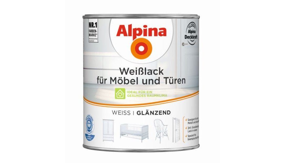 Weißlack Alpina Weißlack für Möbel und Türen 750 ml weiß