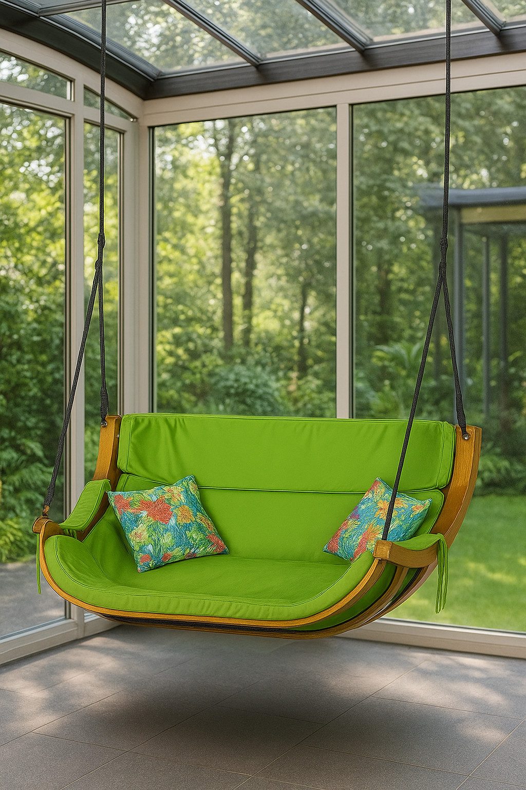 bv-vertrieb Schaukelsessel Doppel-Schaukelsessel Gestell Lärche Hängesessel in- und outdoor, Gestell aus Lärche