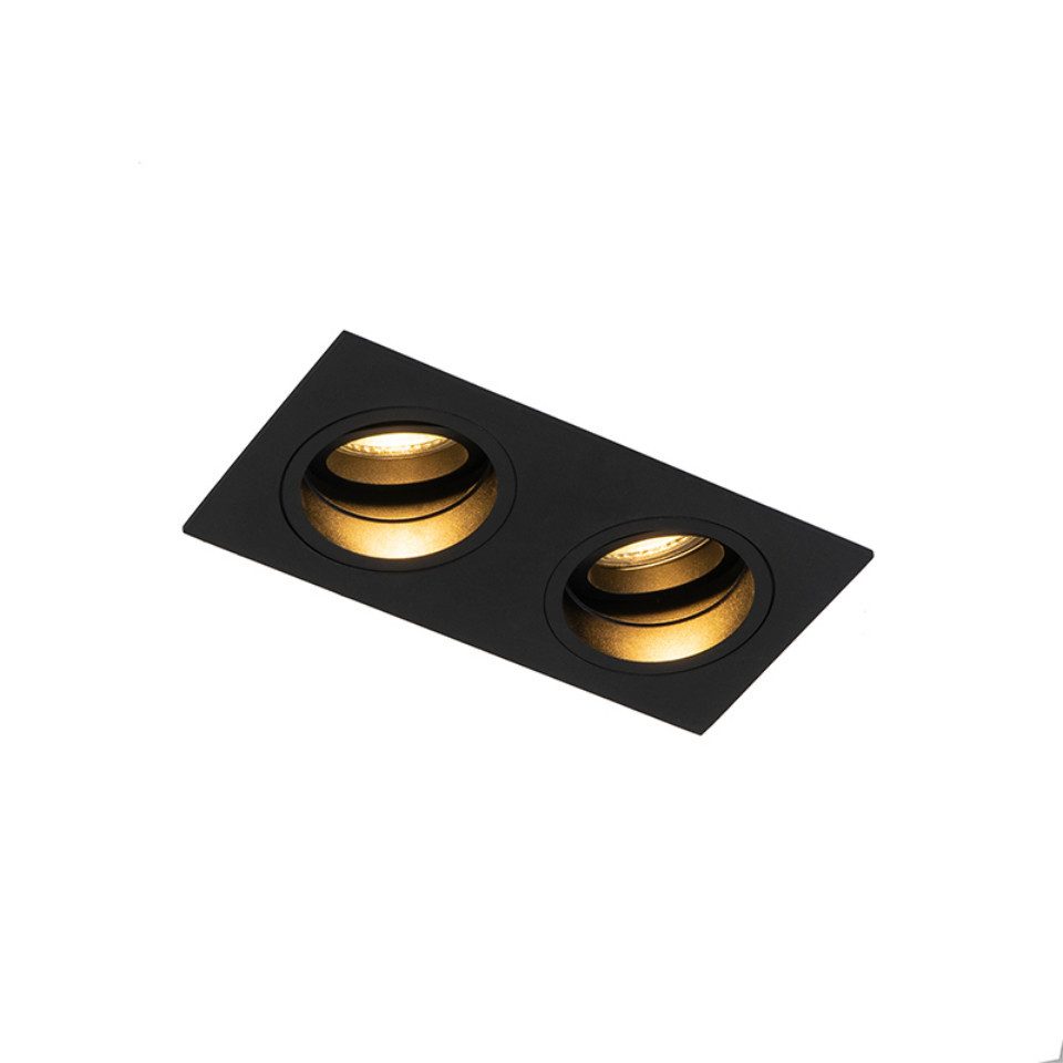 Qazqa LED Einbaustrahler Chuck, ohne Leuchtmittel, GU10, Schwarz, Modern, Aluminium, 2-flammig