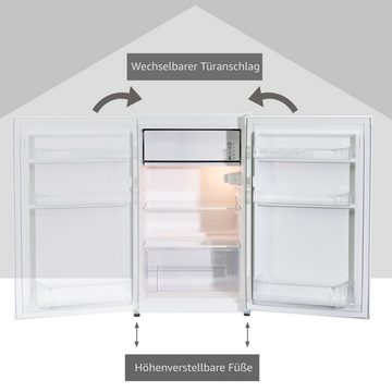 Telefunken Kühlschrank CF-33-101-W, 82.1 cm hoch, 48 cm breit, Tischkühlschrank mit Eiswürfelfach, 89 L Gesamt-Nutzinhalt