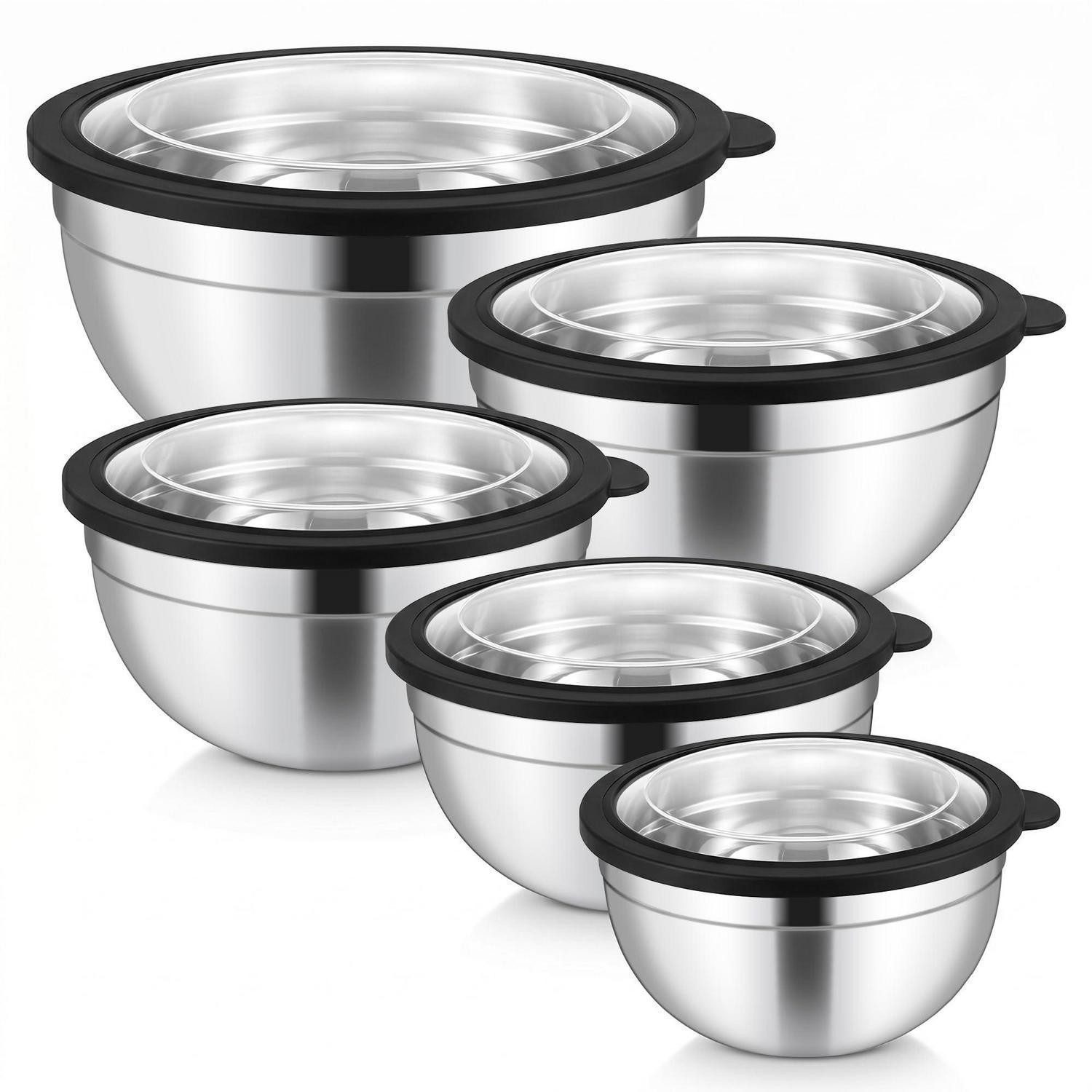 LuxusKollektion Rührschüssel Rührschüssel Set Edelstahl 5er Schwarz, Metall, (5-tlg)