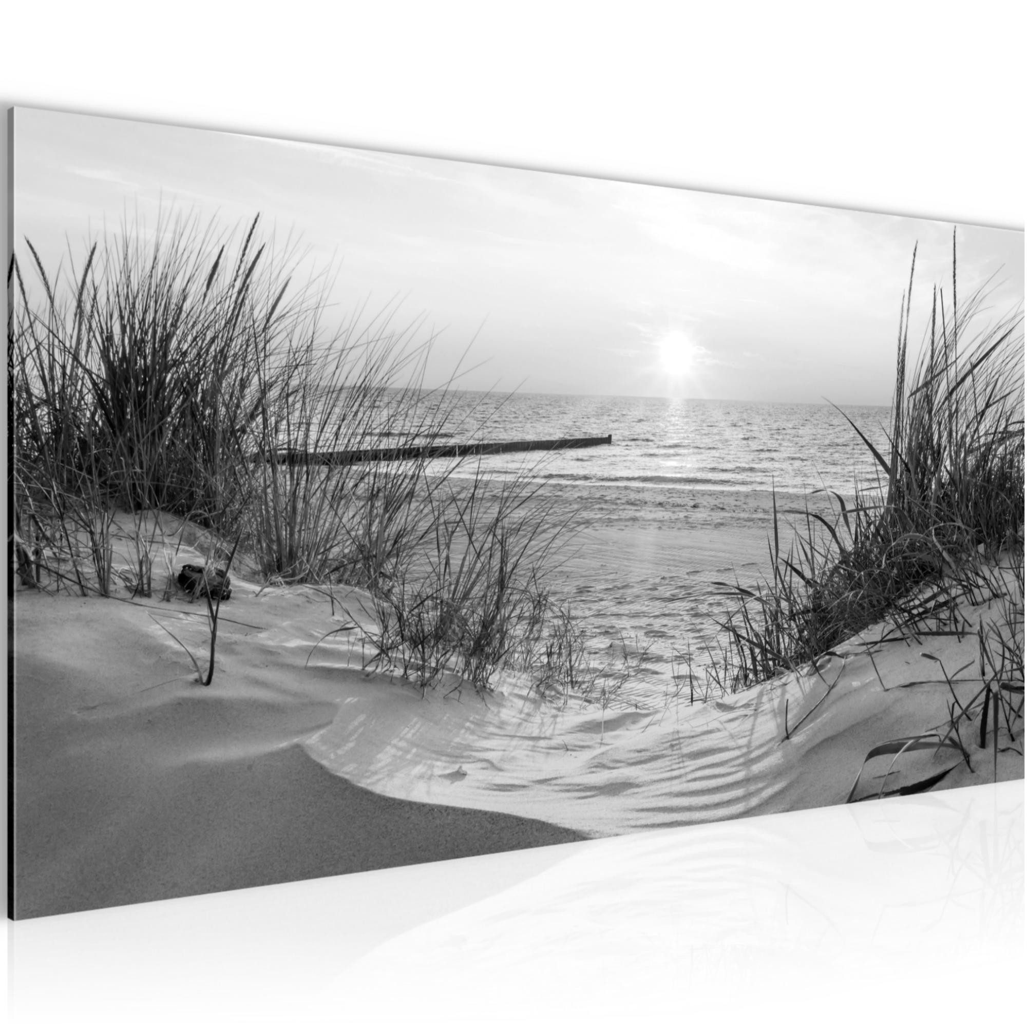 Runa Art XXL-Wandbild Ostsee Strand Meer Bild Urlaub Deko Wohnzimmer Grau Rosa, Schwarz Weiss