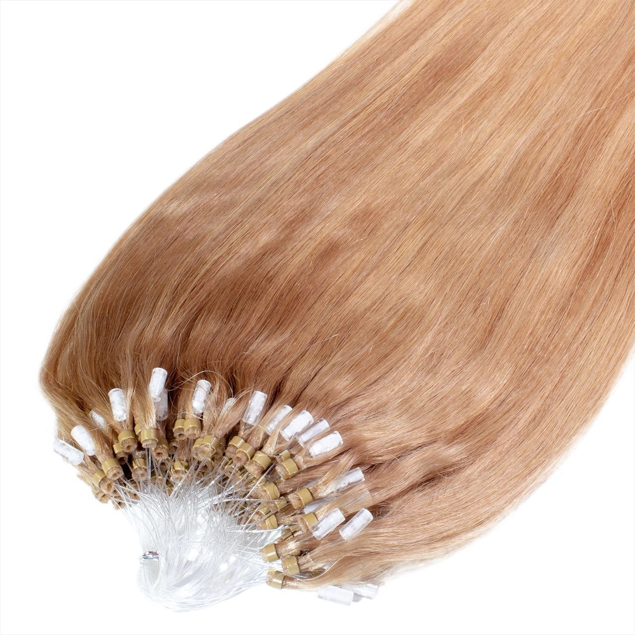 hair2heart Echthaar-Extension Premium Microring Extensions #8/01 Hellblond Natur-Asch 40cm