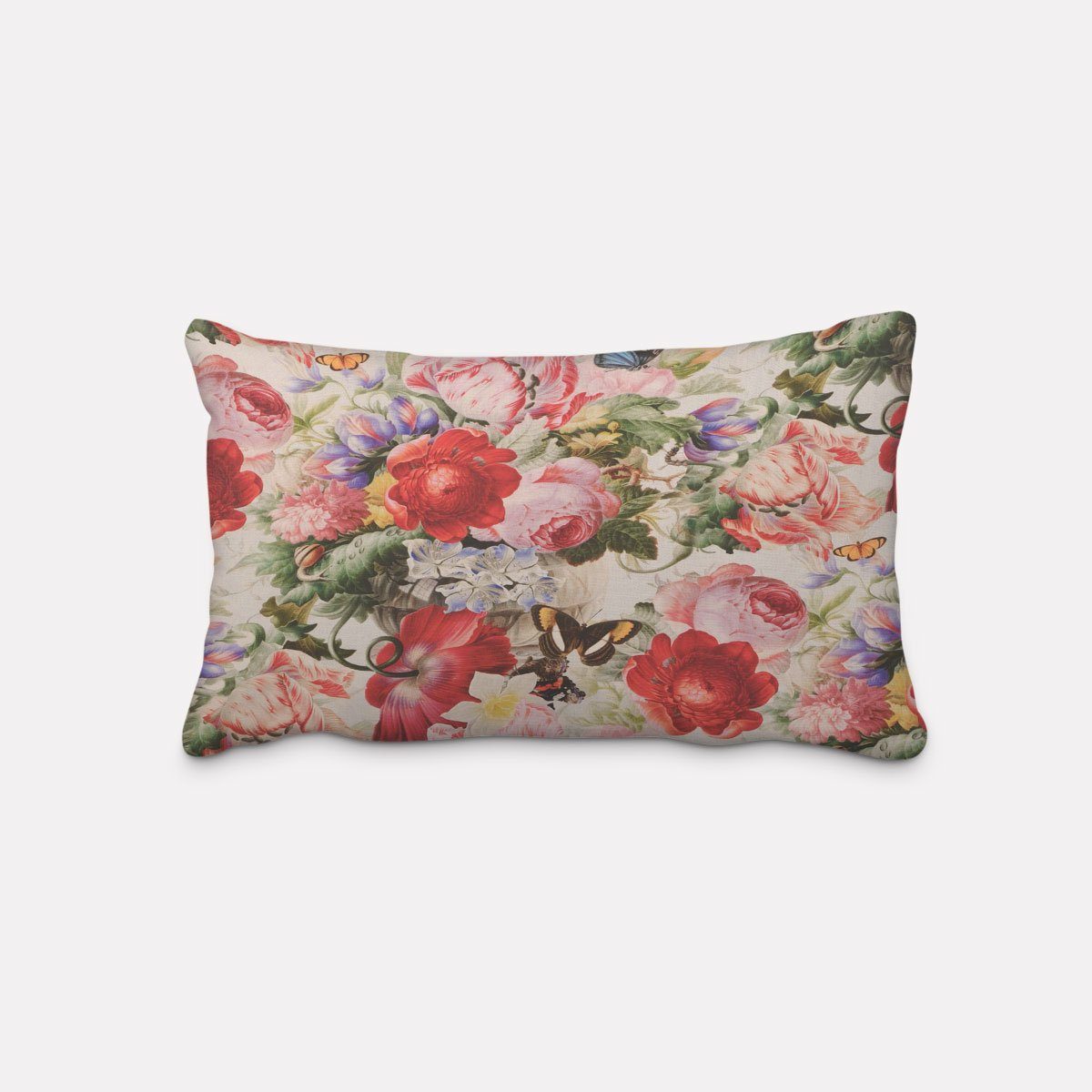 SCHÖNER LEBEN. Dekokissen Kissenhülle Outdoor Flowers Painting Blumen Schmetterlinge 30x50cm, Outdoor,made in Germany,handmade,wasserabweisend