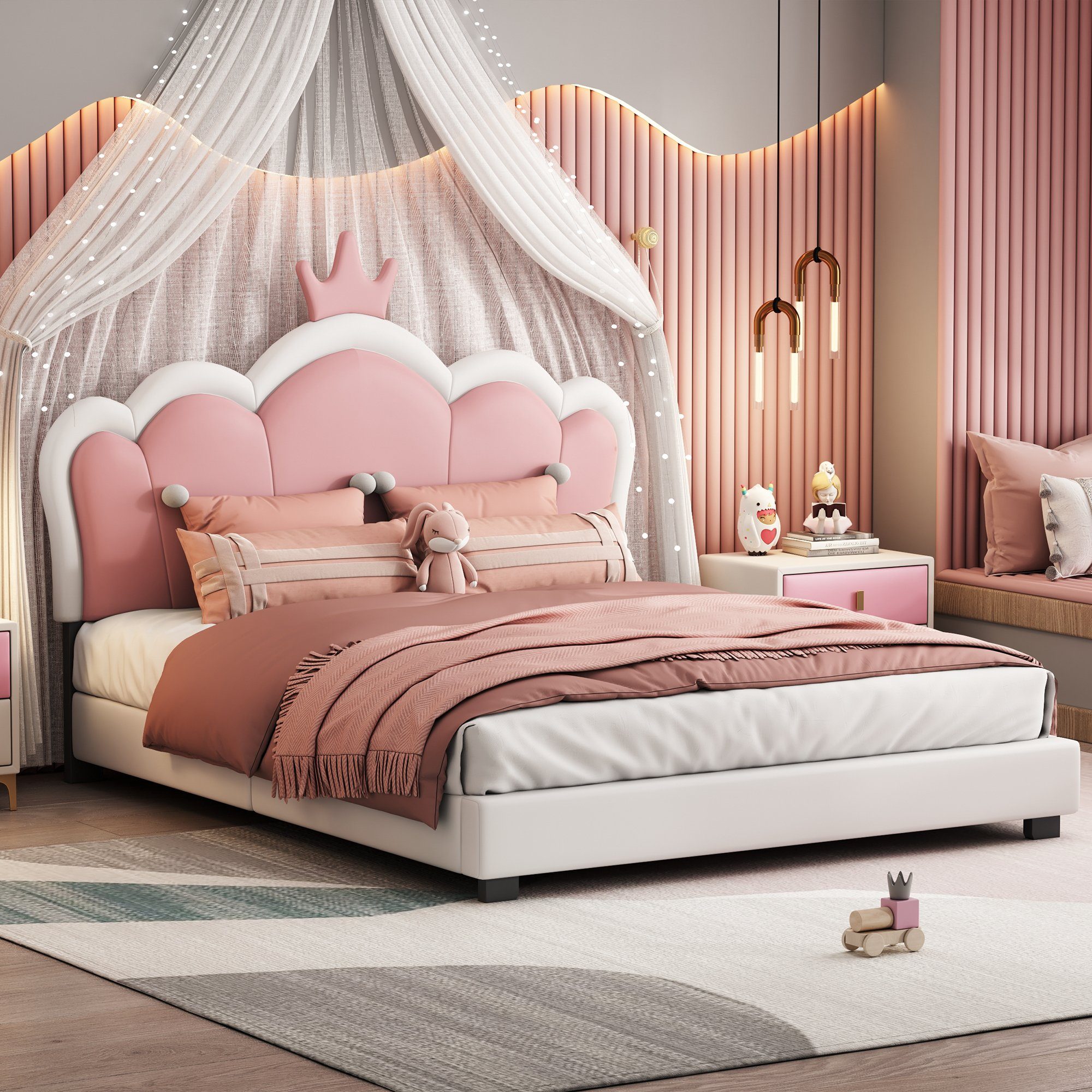REDOM Bett Kinderbett Polsterbett Gästebett 90*200cm günstig online kaufen