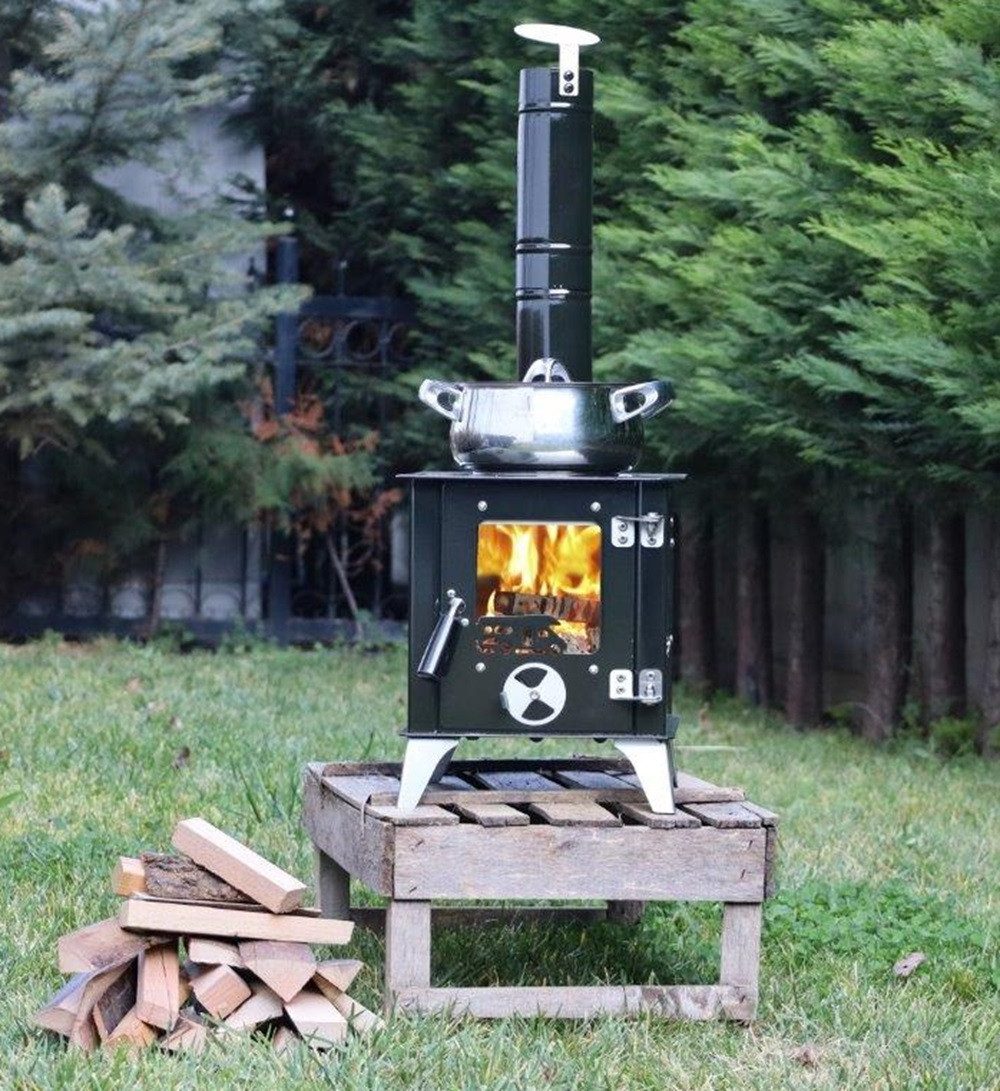 ECOfoxx Grillkamin Kleiner Gartenofen, Terrassenofen, Gartenkamin, Zeltofen Tiny