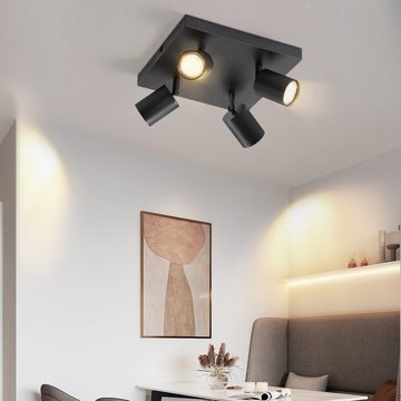 Nettlife Deckenstrahler Weiß 4/6 Flammig Deckenleuchte GU10 Deckenlampe Deckenspots, 330° Schwenkbar, LED wechselbar, für Wohnzimmer Schlafzimmer Küche Flur, 25W