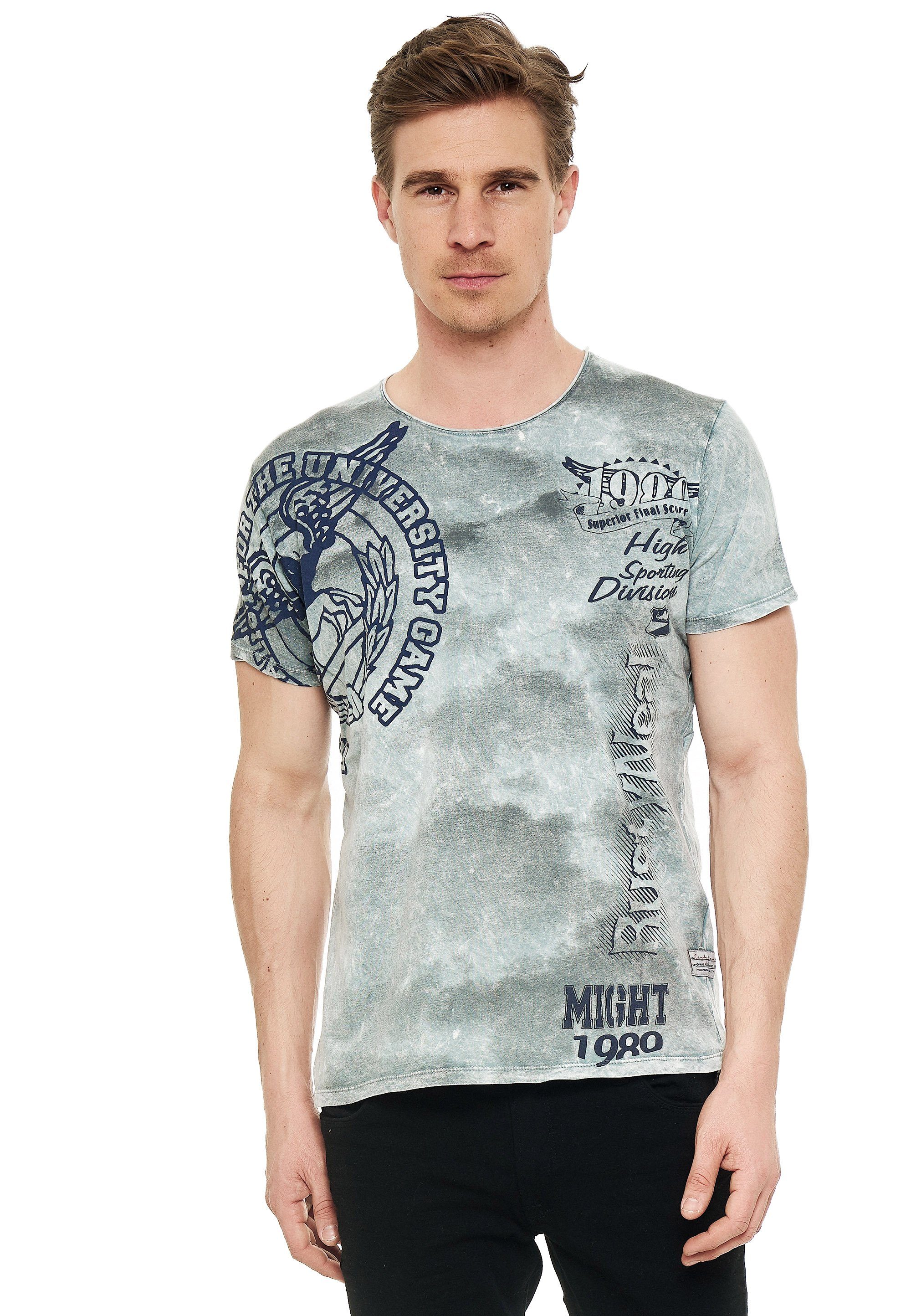 Rusty Print Neal mit eindrucksvollem T-Shirt grau
