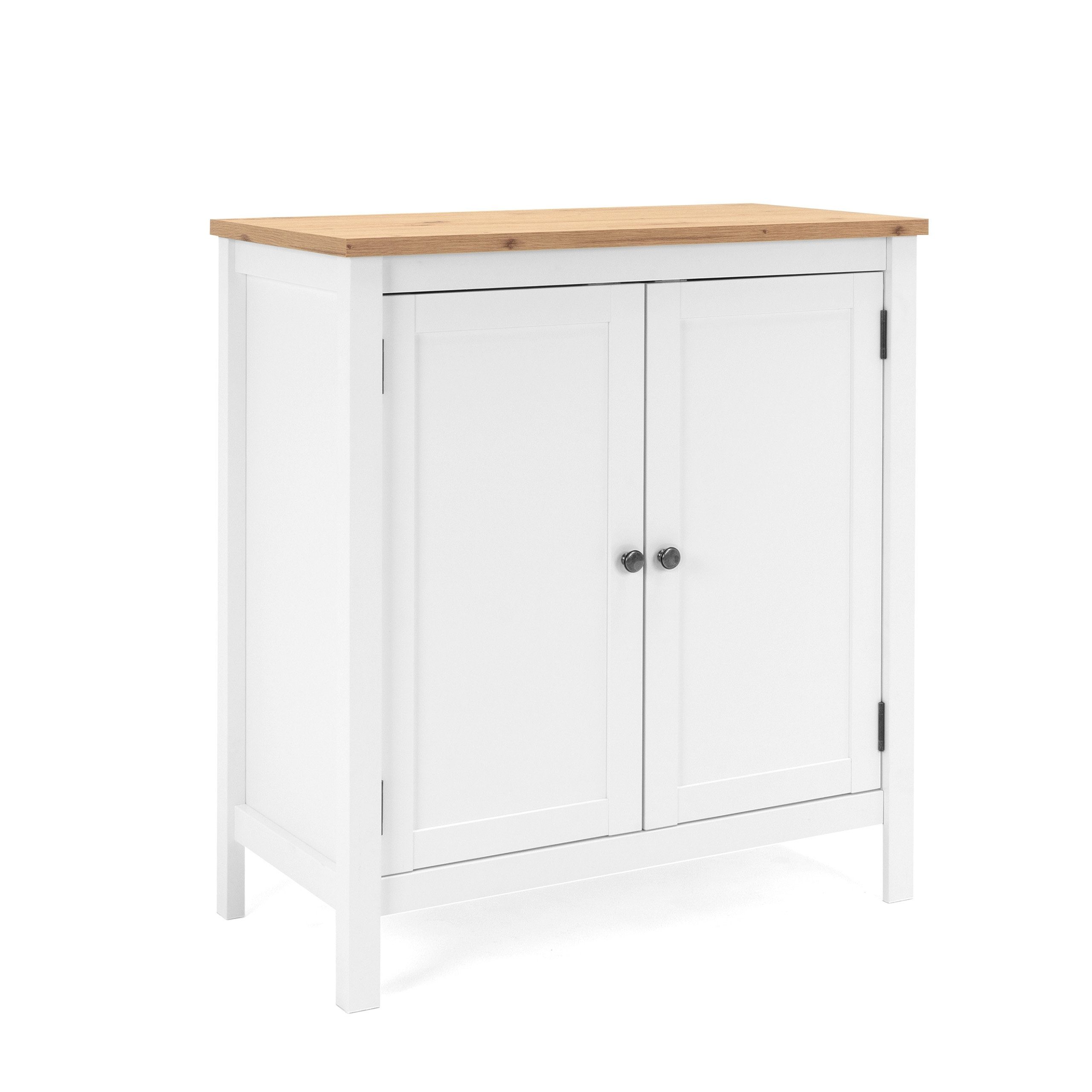 Newroom Kommode Eireen, Sideboard Weiß Wildeiche Vintage Landhaus Highboard Anrichte