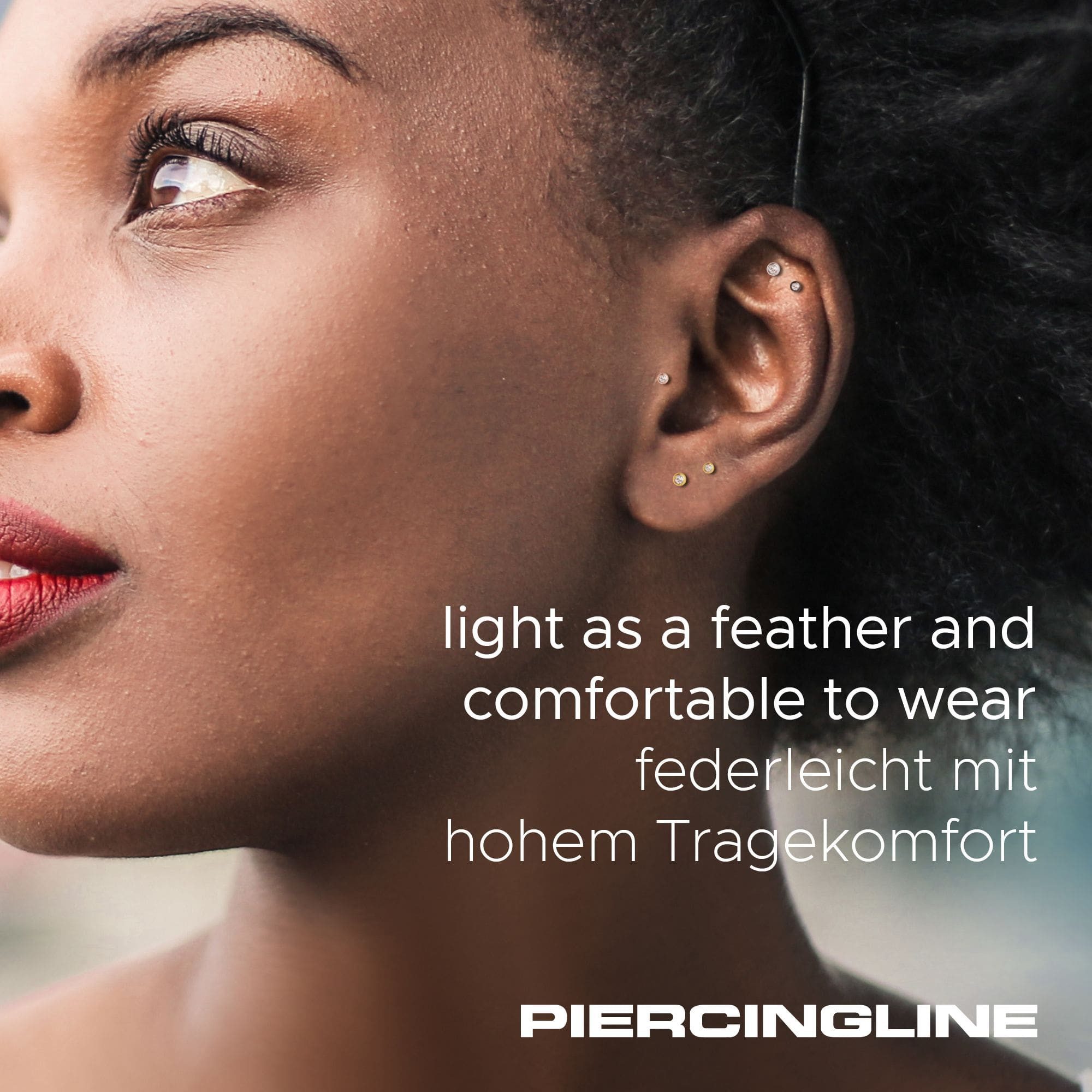 PIERCINGLINE Piercing-Set PTFE Labret mit Innengewinde + Titan-Aufsatz KRISTALL (Labrets, 1-tlg)