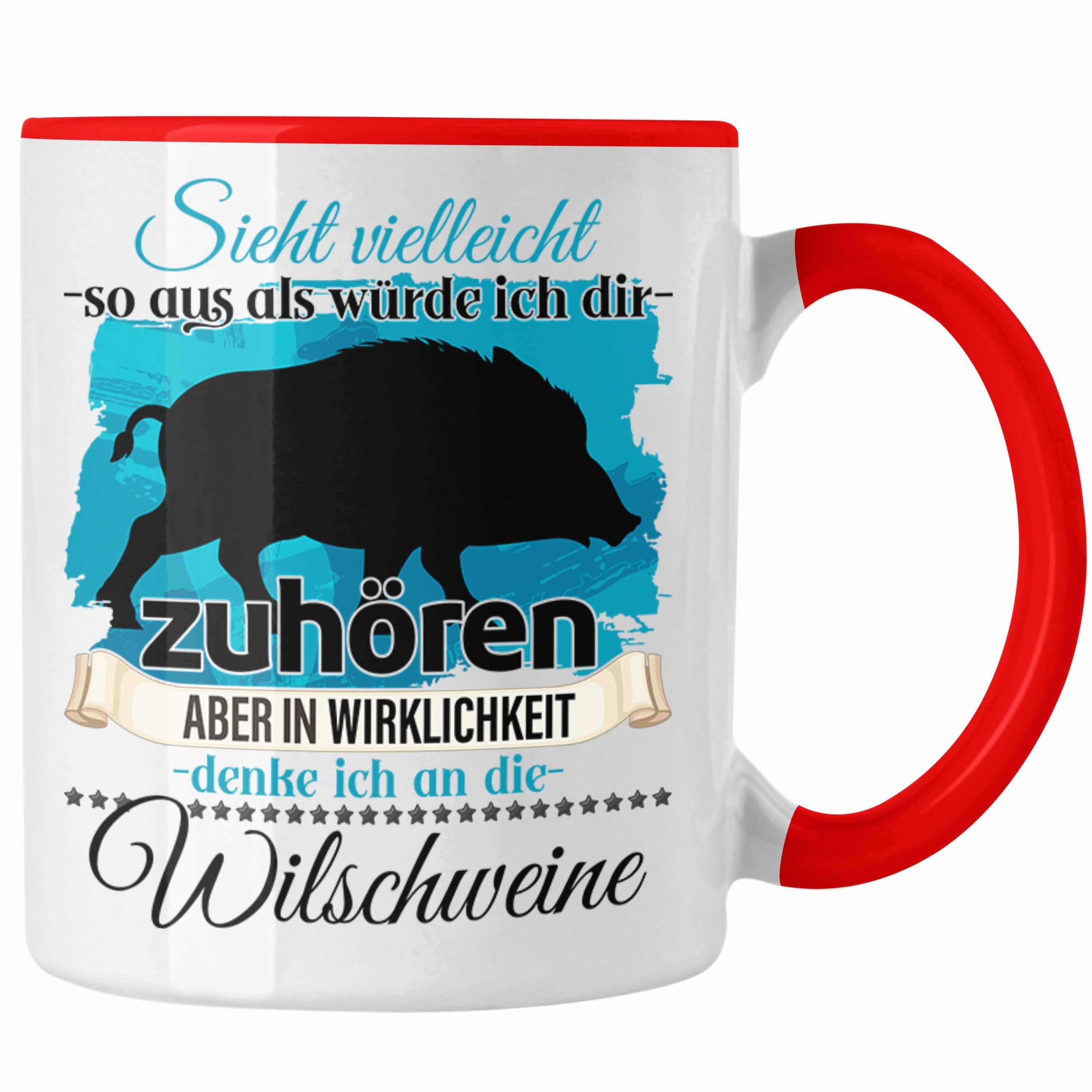 Geschenkidee - Liebhaber Trendation Tasse Geschenk Jäger Wildschwein L Rot Trendation Tasse