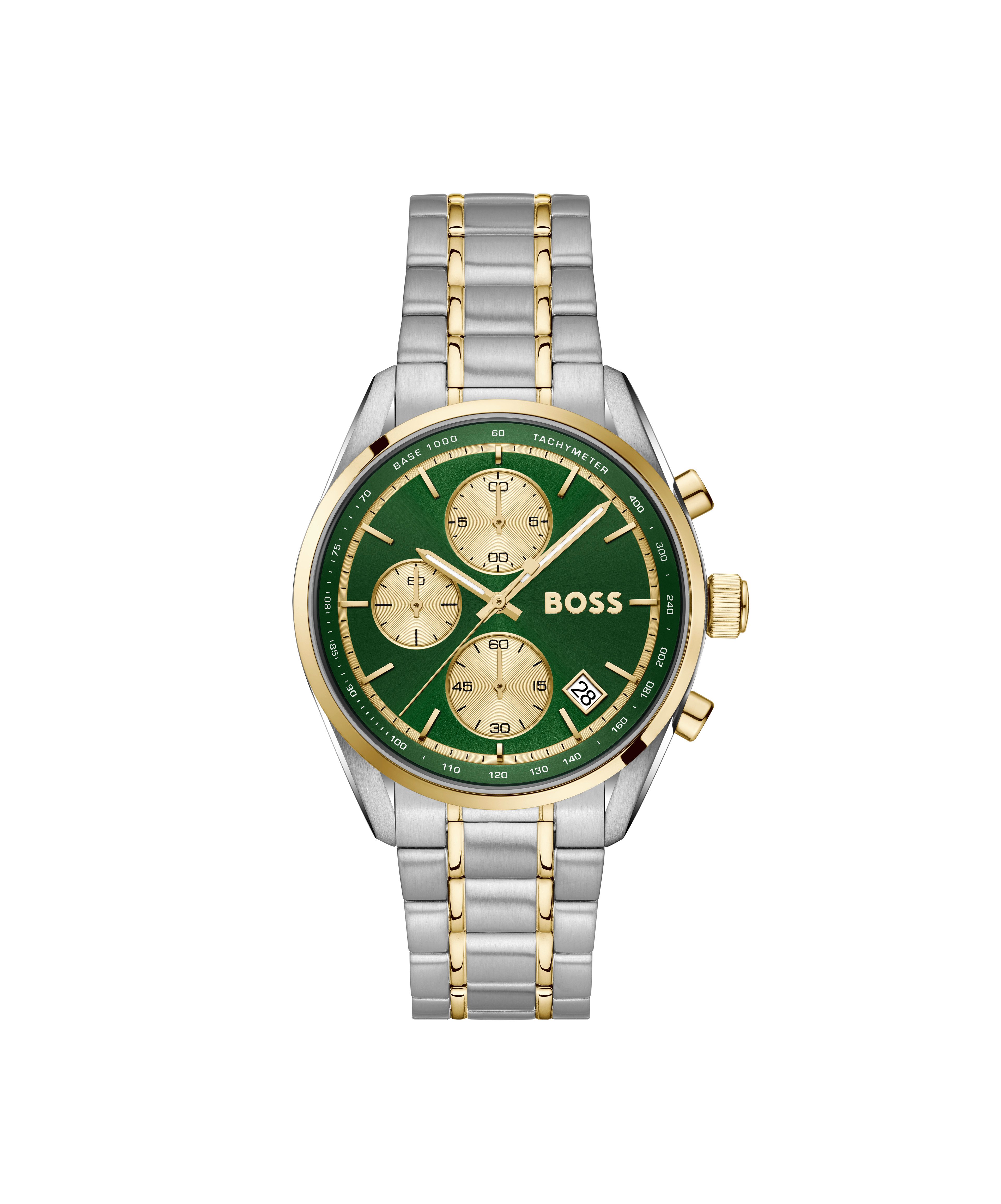 BOSS Chronograph GRAND PRIX 1514361, Quarzuhr, Armbanduhr, Damenuhr, Herrenuhr, Edelstahlarmband, analog
