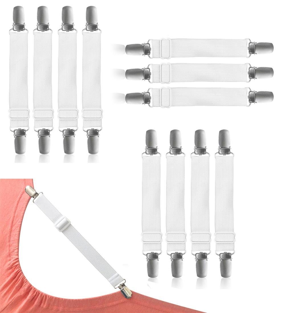 BAYLI Spannbettlaken Verstellbare Bettlakenspanner [12er Set], Betttuchspanner mit Metallc
