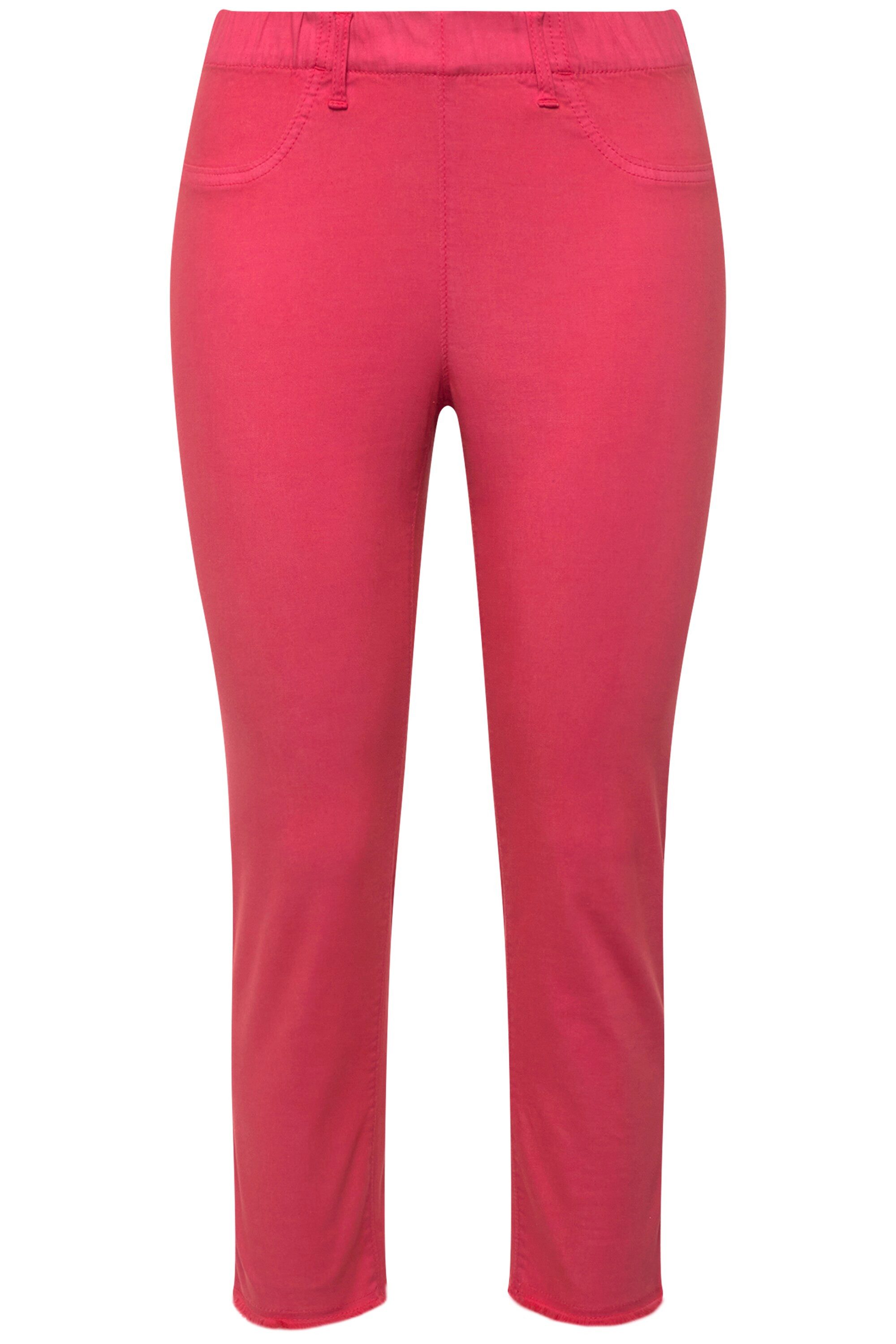 Ulla Popken 7/8-Hose 7/8-Hose Sienna Fransensaum schmales Bein