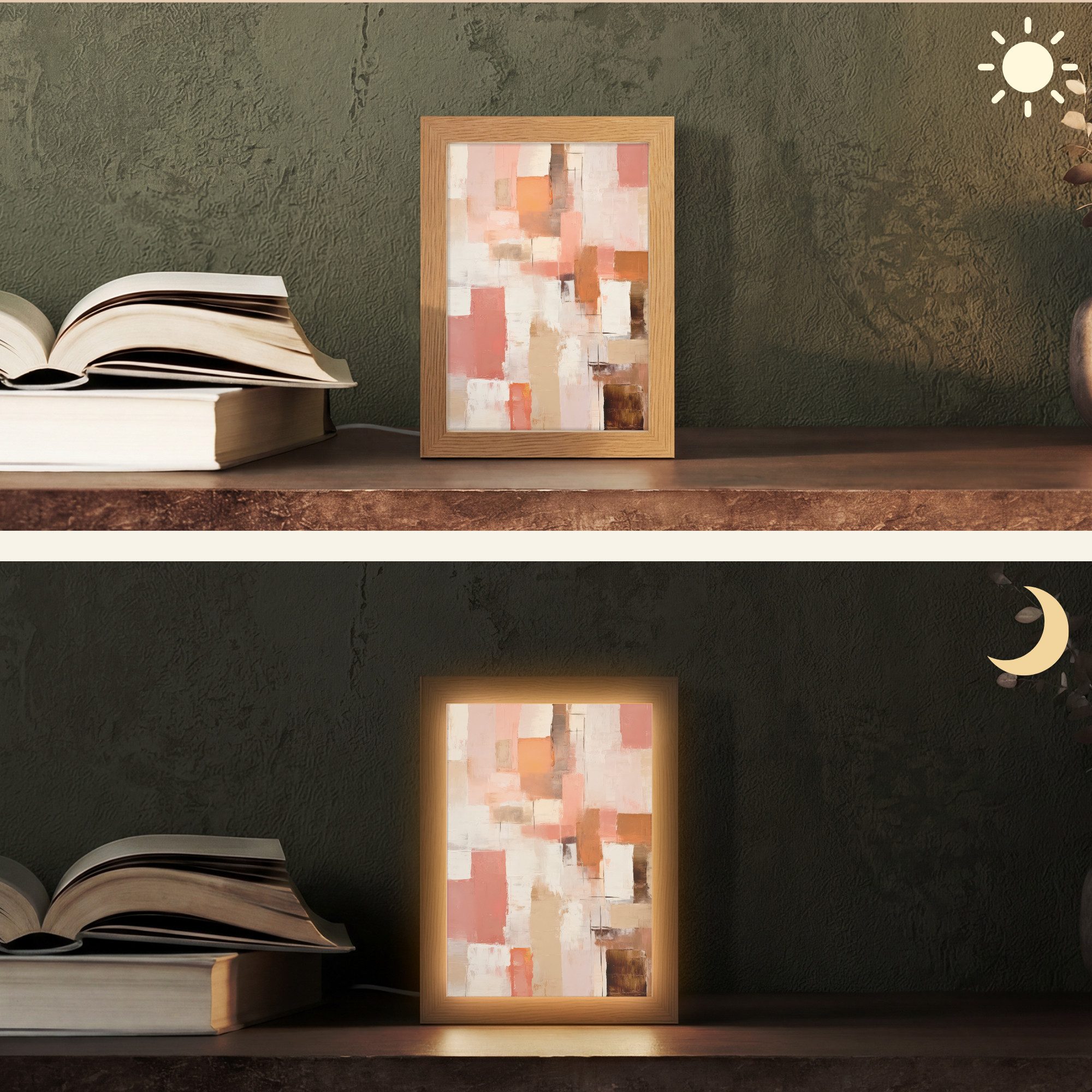 OnlyWow Tischleuchte Kunst - Rosa - Abstrakt, Dimmbar, Farbwechsel, LED, Warmweiß, Kaltweiß, Neutralweiß Einstellbar, Tischlampe, Schreibtischlampe, Desk, Dimmbar, mit Kabel, LED