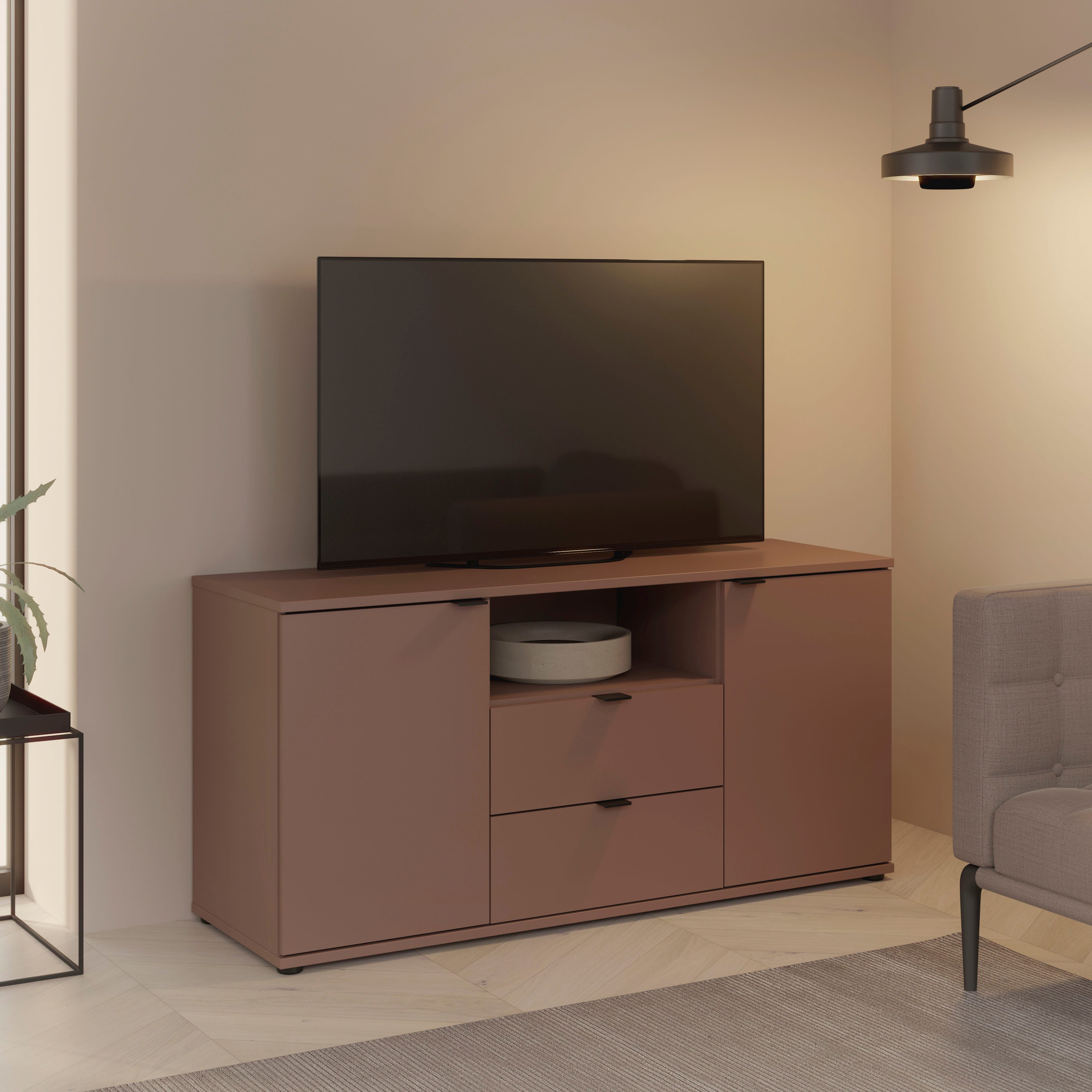 FORTE Lowboard "Ganymede", (Breite 129,8cm), TV Board, Stauraum, Schublade; günstig online kaufen