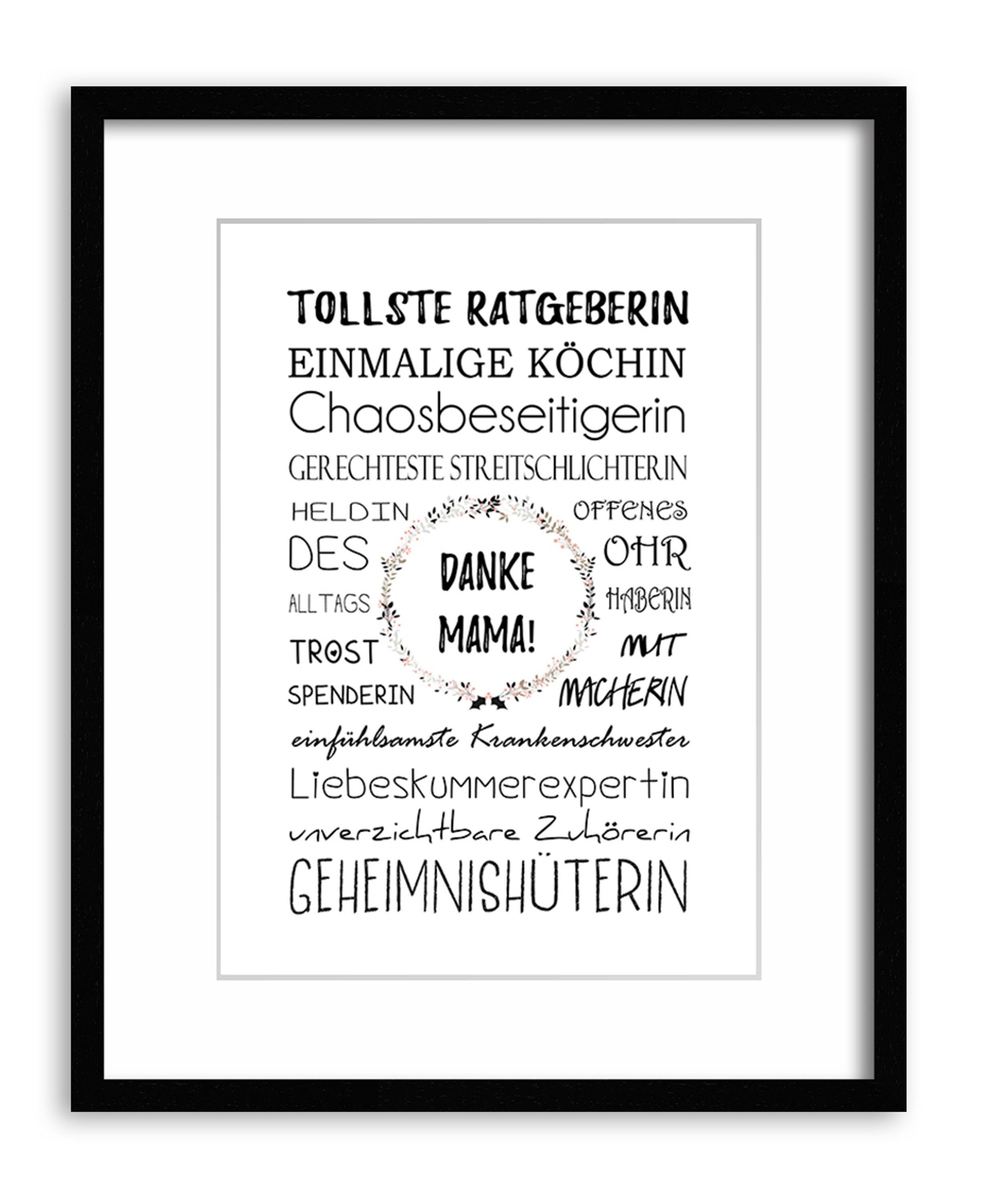 Mutter Poster Zitate Geschenk-Idee Sprüche Mama Bild mit Danke, Sprüche: Mama artissimo und DinA4 Poster Spruch