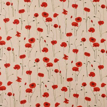 Vorhang SCHÖNER LEBEN. Vorhang Poppy Field Mohnblumen natur rot 245cm, SCHÖNER LEBEN., Smokband (1 St), blickdicht, Kunstfaser, handmade, made in Germany, vorgewaschen